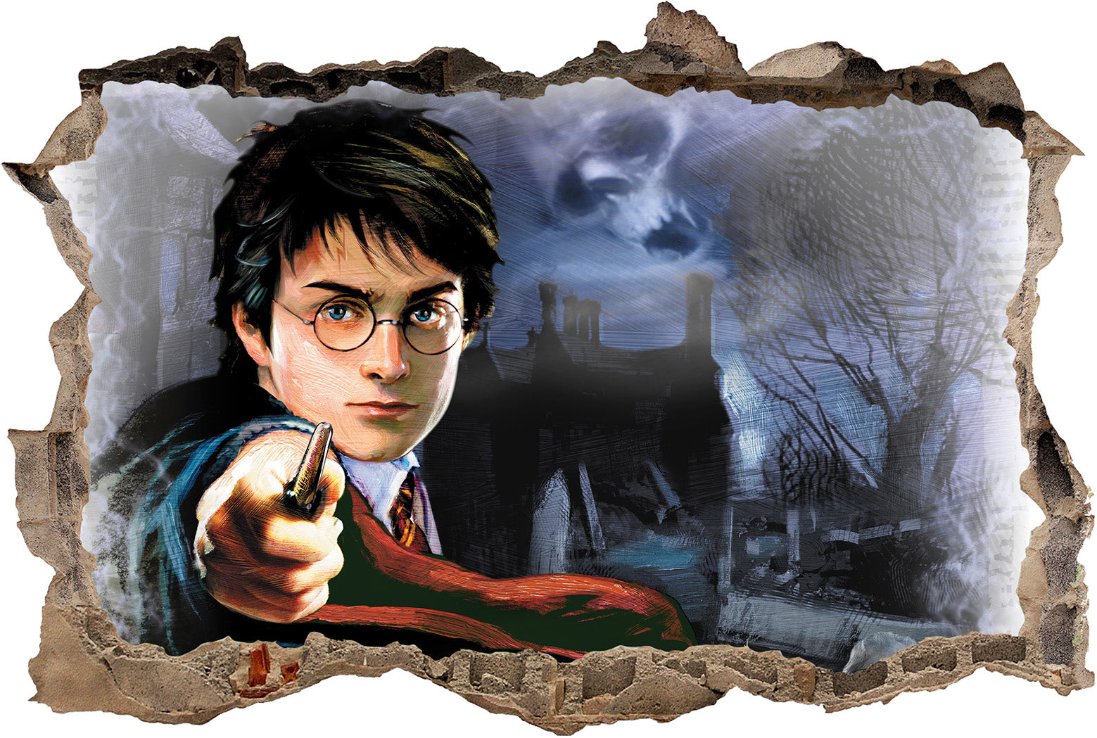 Harry Potter Hogwarts Castle 3D Smashed Broken Decal Wall Sticker 1003