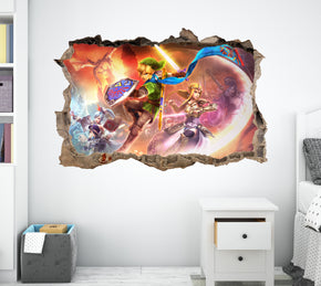 Link 3D Smashed Wall Decal Removable Sticker Art Decor Mural LZ09