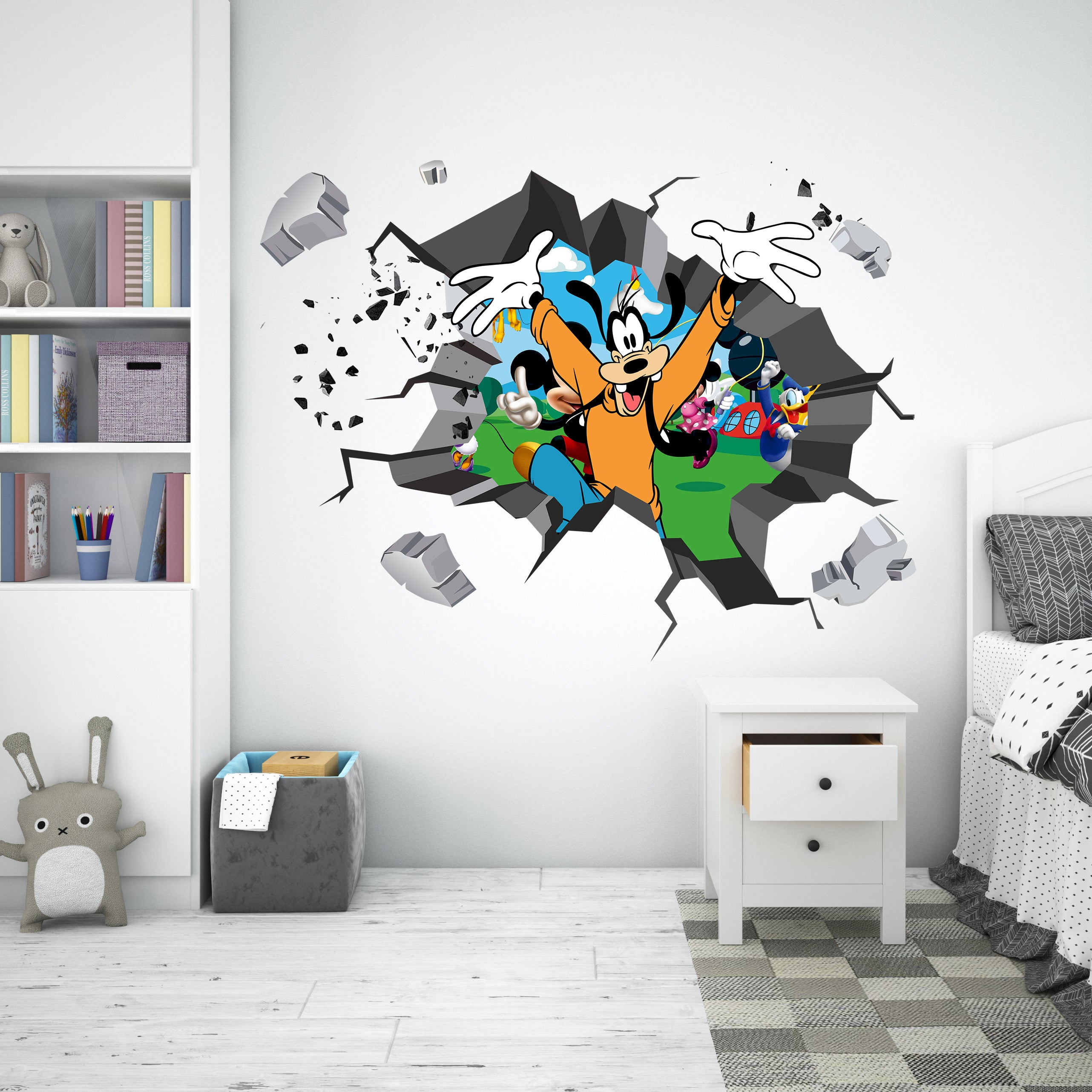 Goofy Mickey And Friends 3D Hole Wall Sticker Decal Home Decor Mural Art MMS19