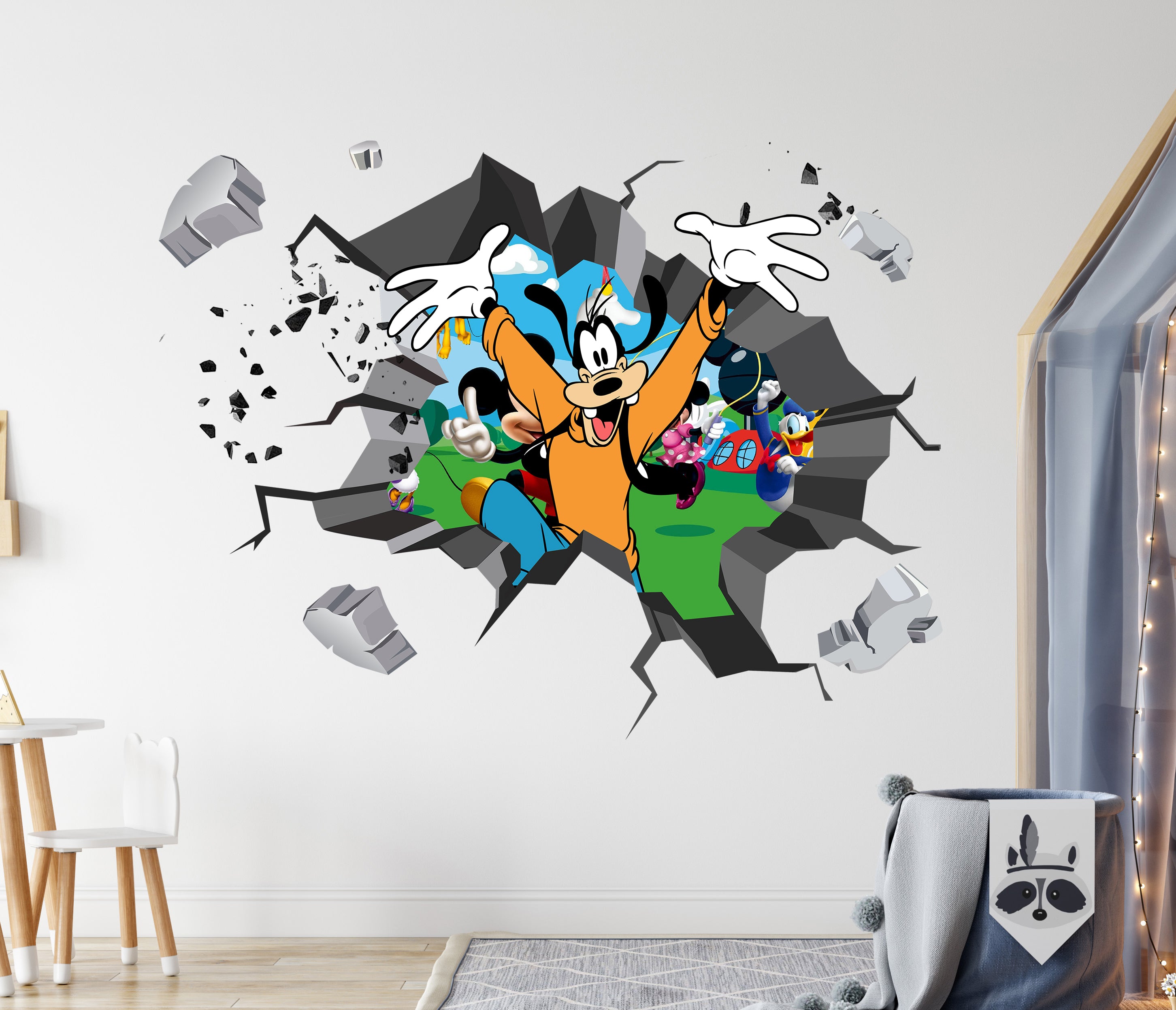 Goofy Mickey And Friends 3D Hole Wall Sticker Decal Home Decor Mural Art MMS19
