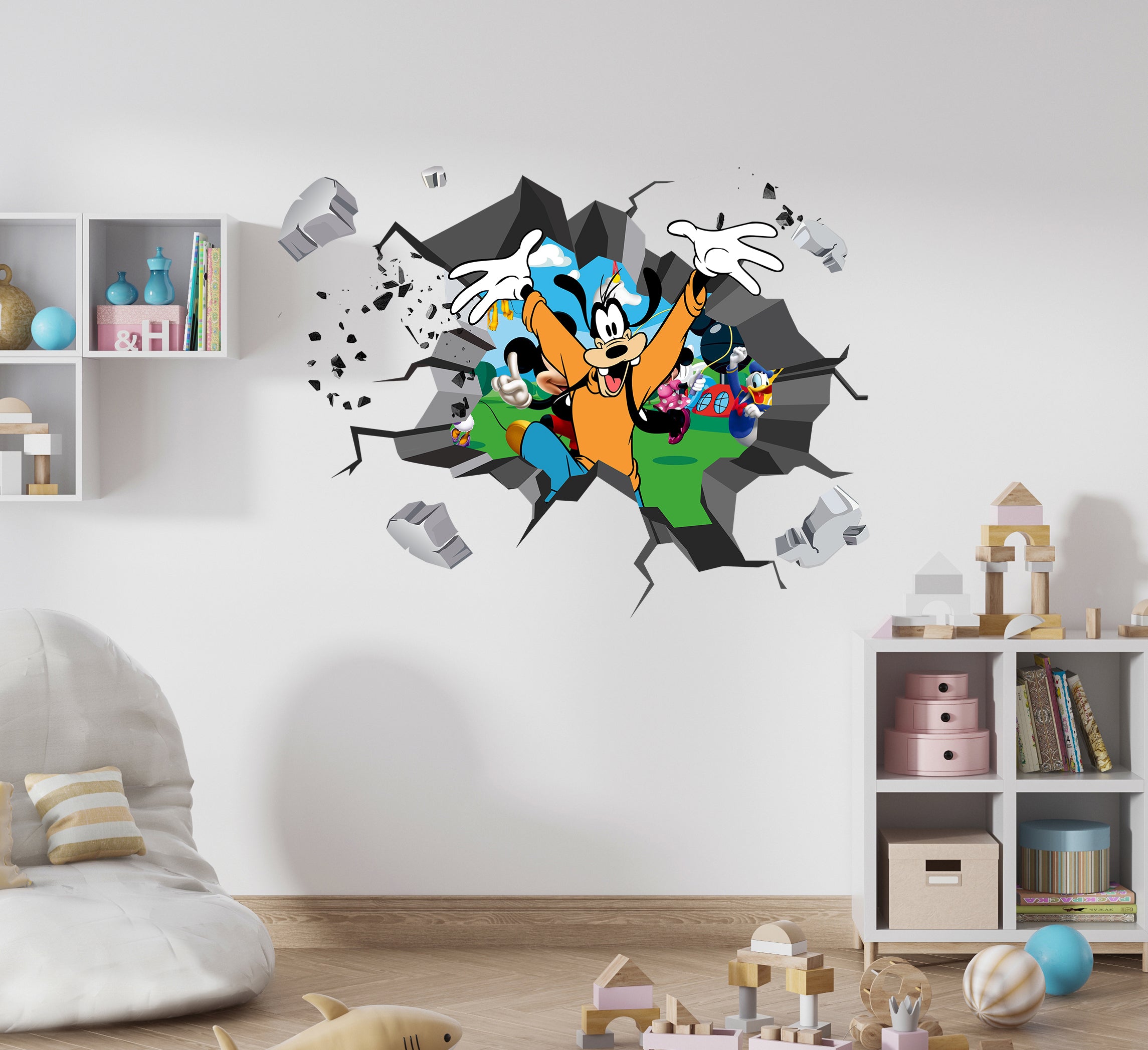 Goofy Mickey And Friends 3D Hole Wall Sticker Decal Home Decor Mural Art MMS19