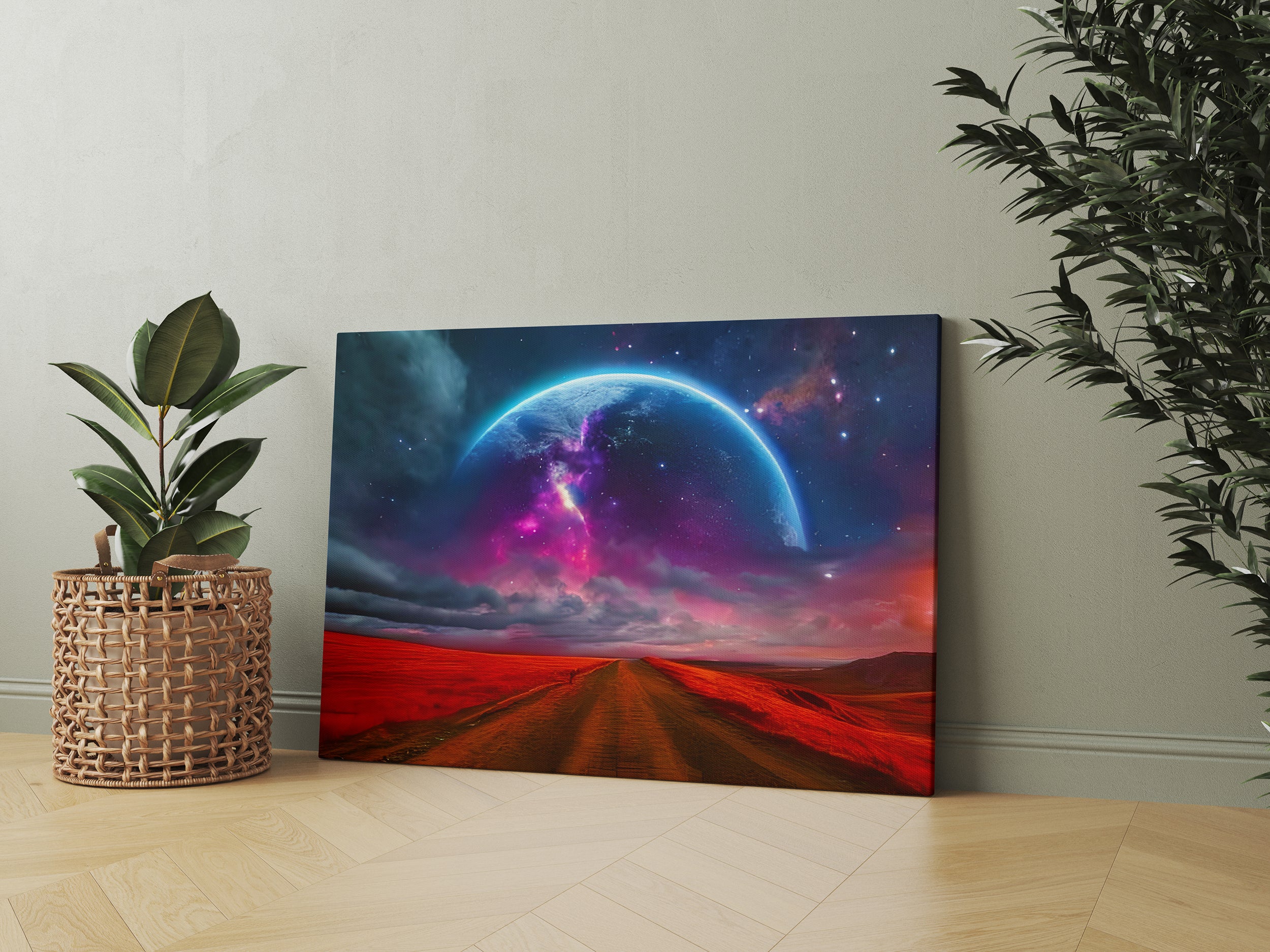 Purple Space Road Painting Artwork Canvas Print Giclee