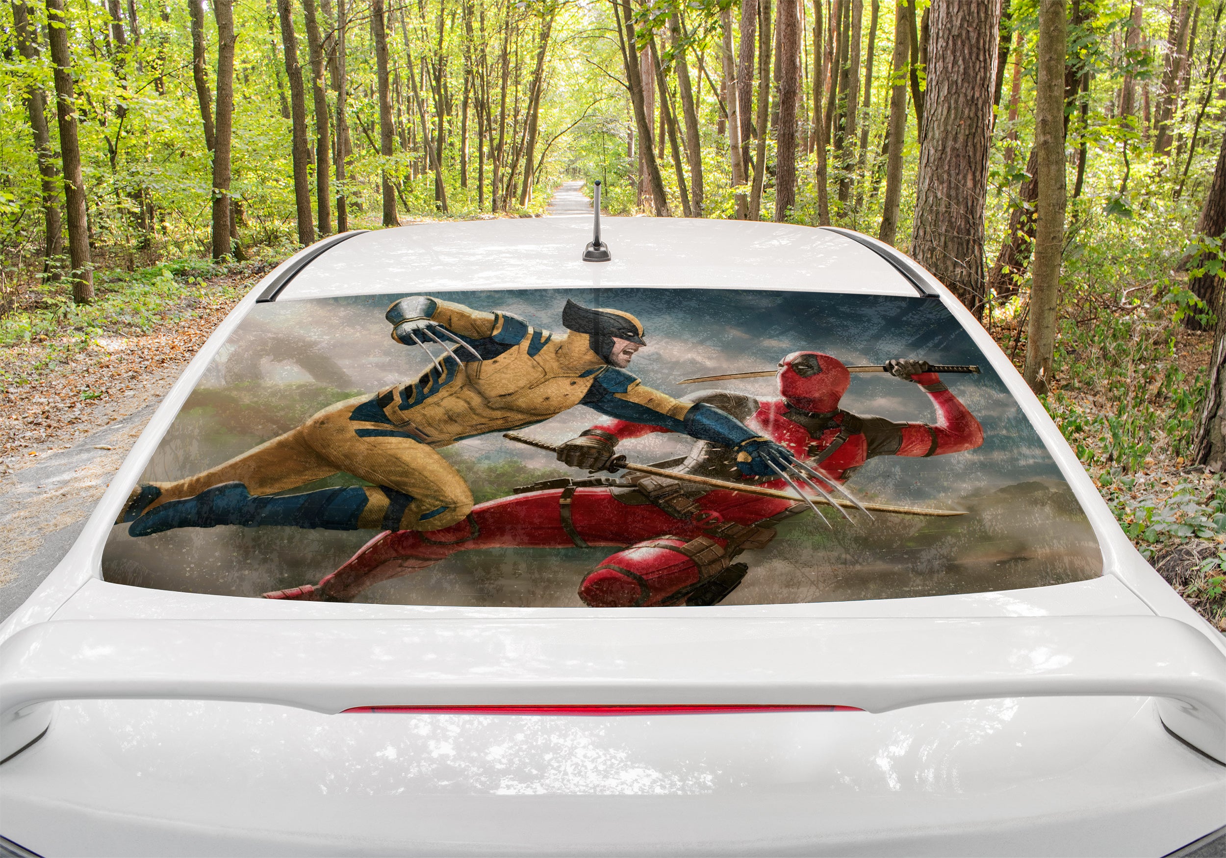 Deadpool Vs Wolverine Car Rear Window See-Through Net Decal R01