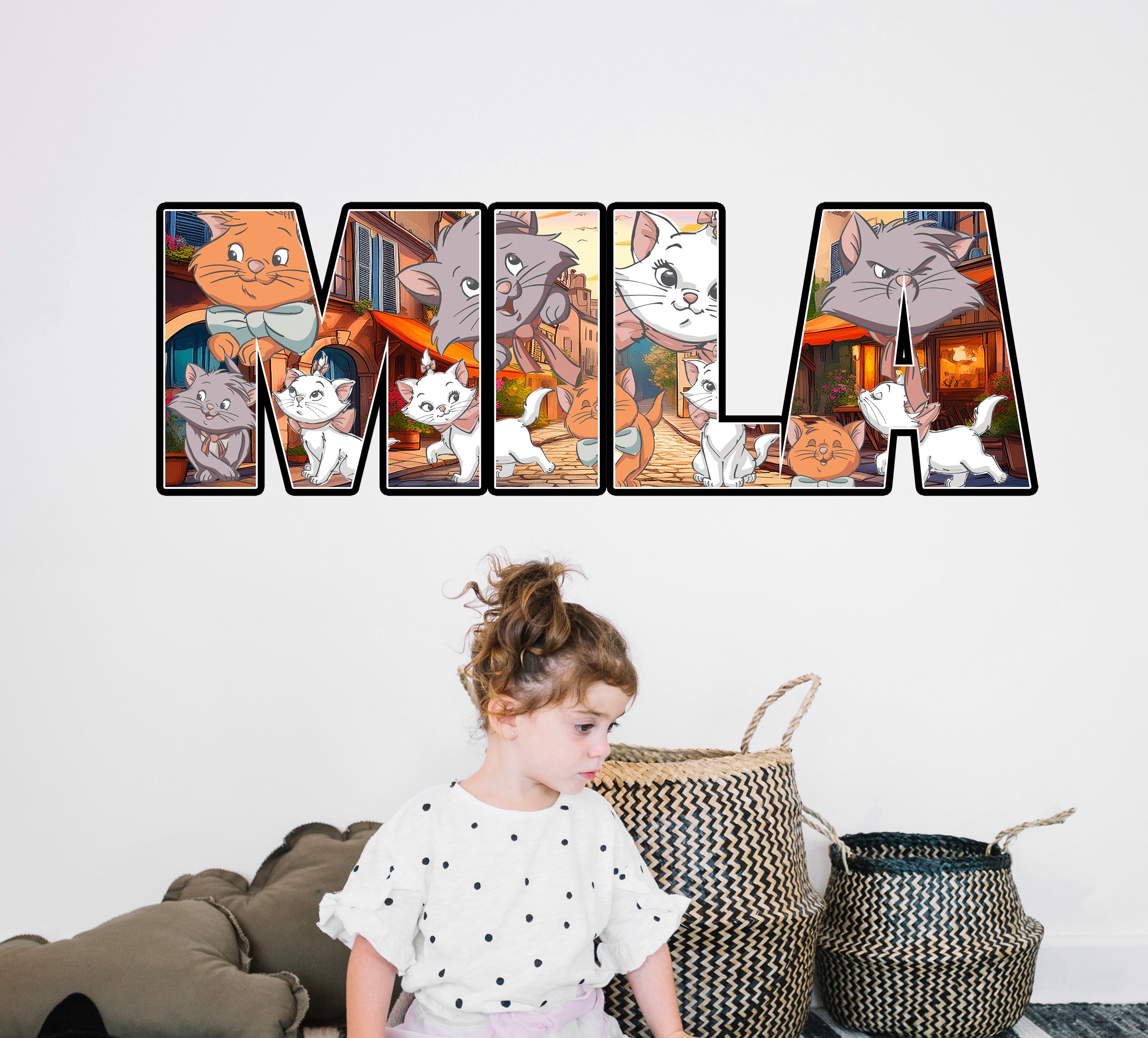 Aristocats Personalized Name Wall Sticker Removable Decal Custom Decor Art ARC06