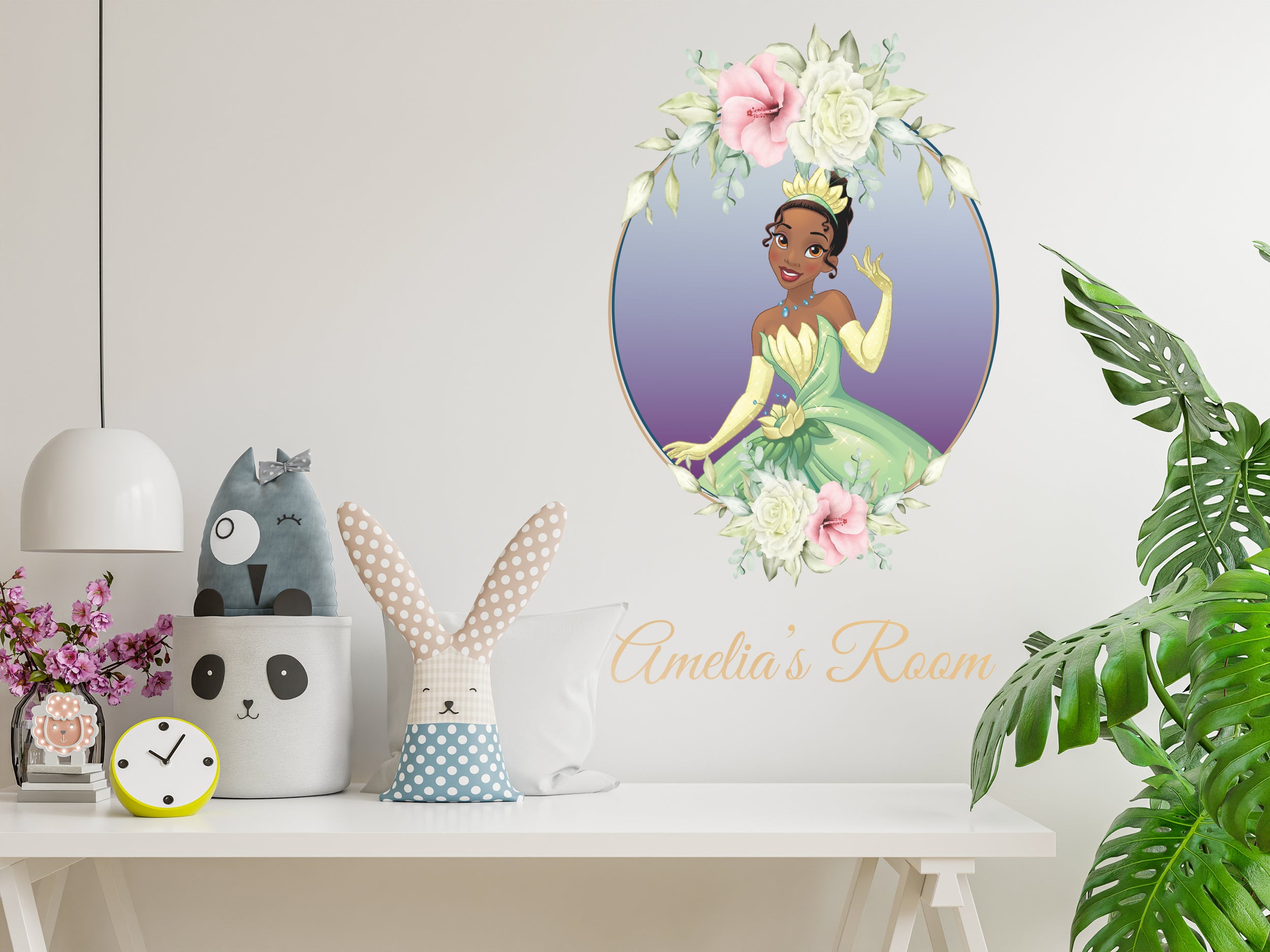 Tiana Disney Princess Personalized Name Wall Sticker Removable Decal Custom Wall Decor Art