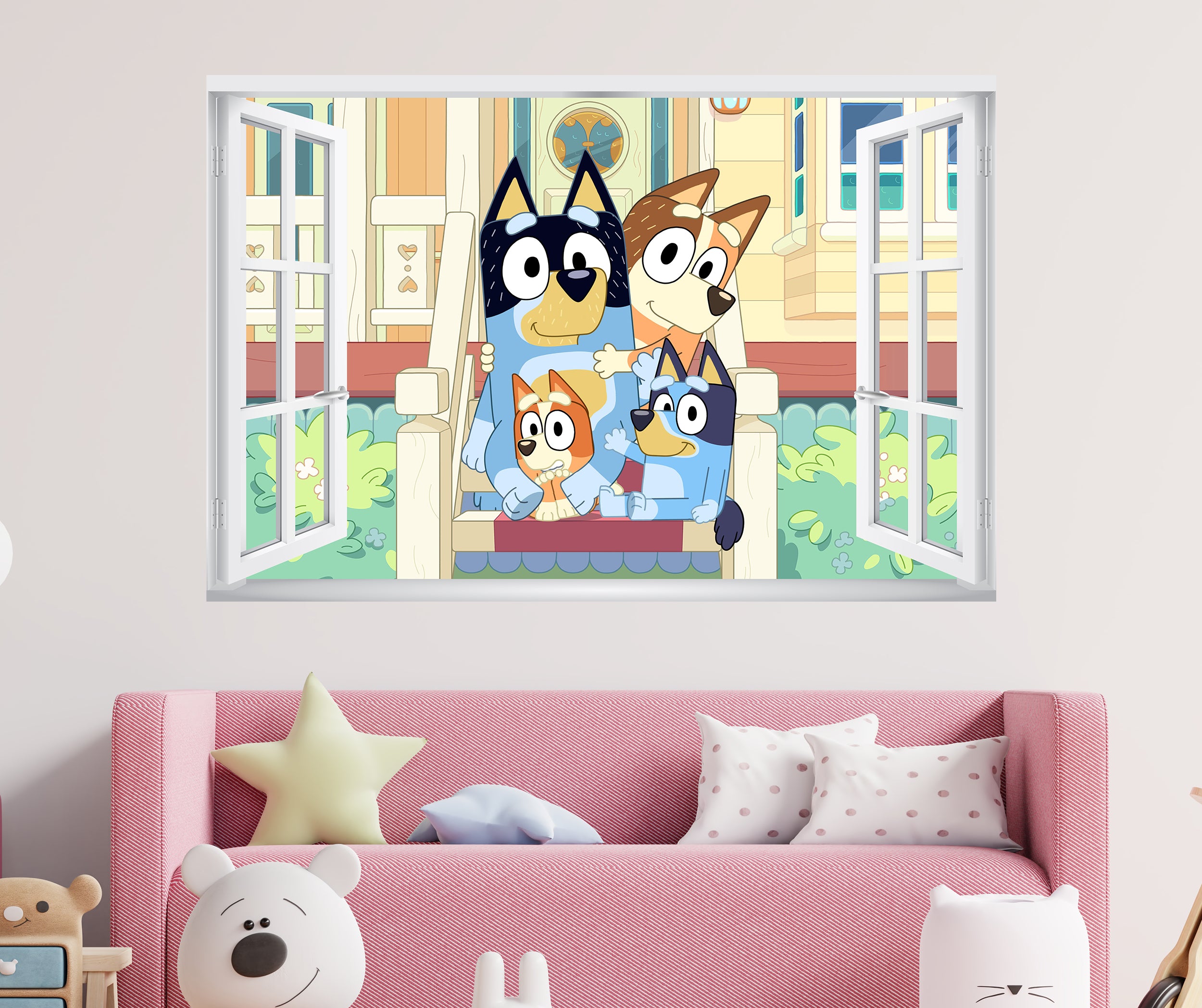 Bluey 3D Window Wall Sticker Decal Home Decor Mural Wall Art