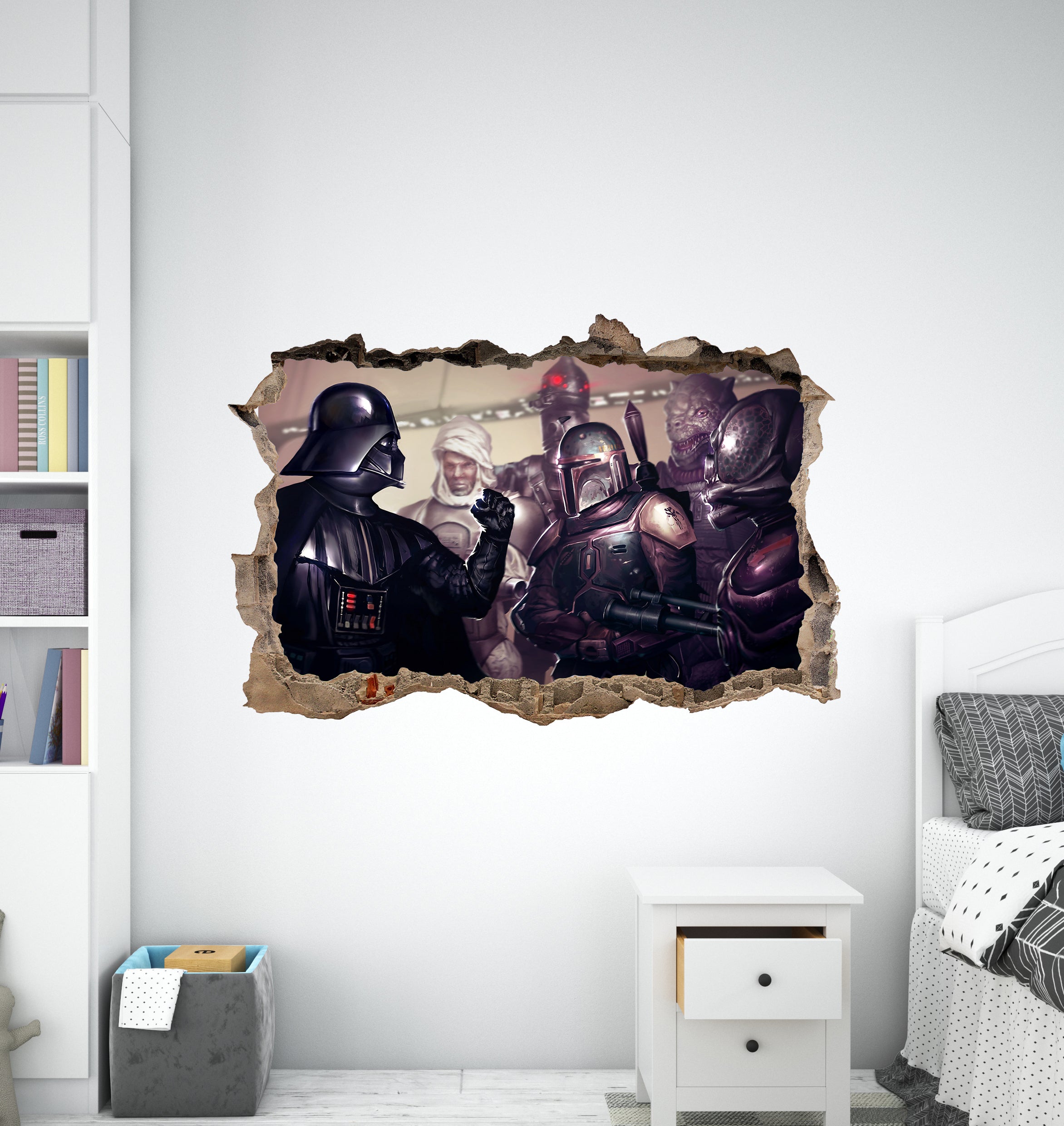 Star Wars Darth Vader Boba Fett 3D Smashed Wall Decal Sticker Art Decor SW30