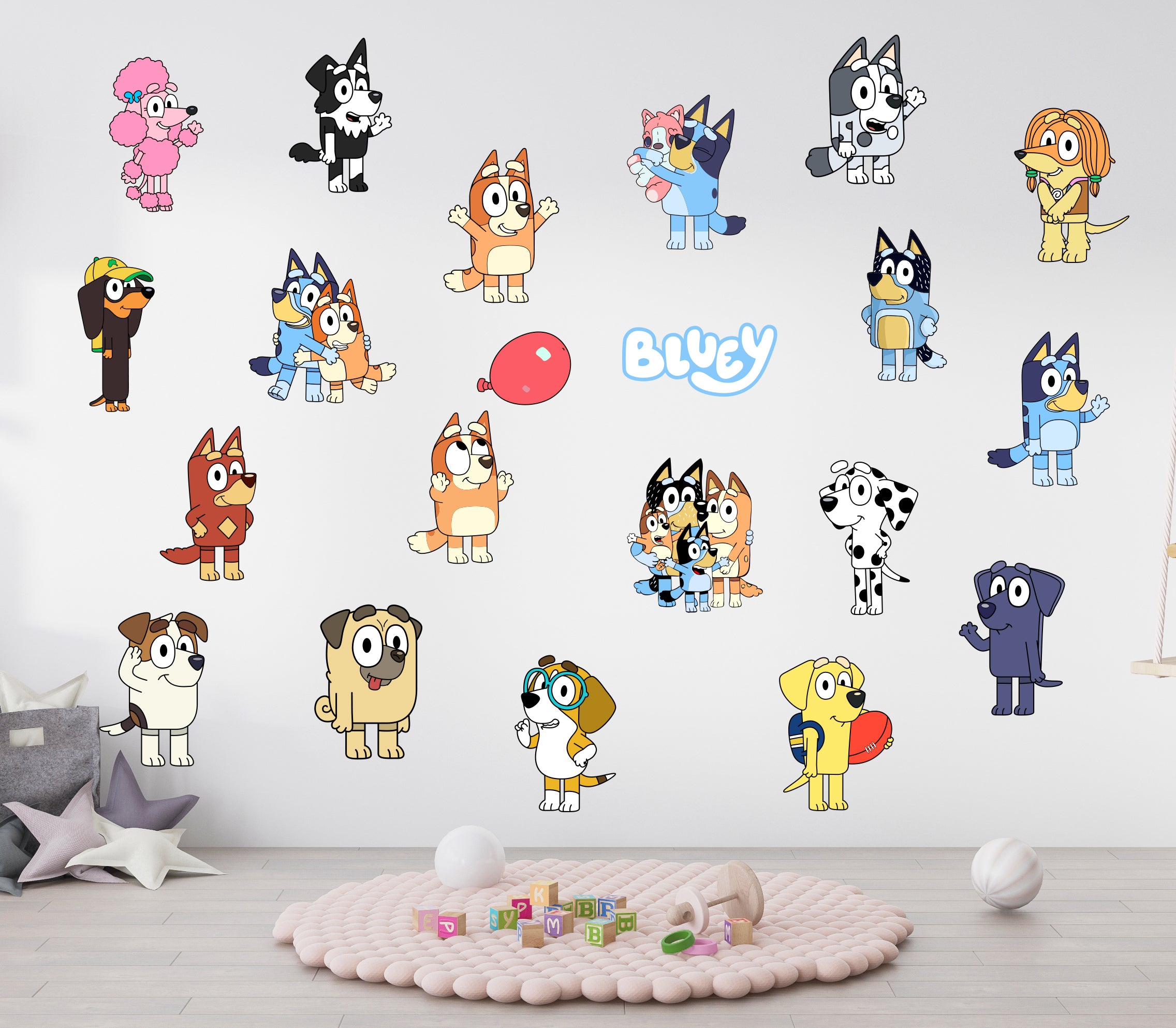 Bluey Characters Set Wall Sticker Decal Kids Decor Art Kids Children BLU24