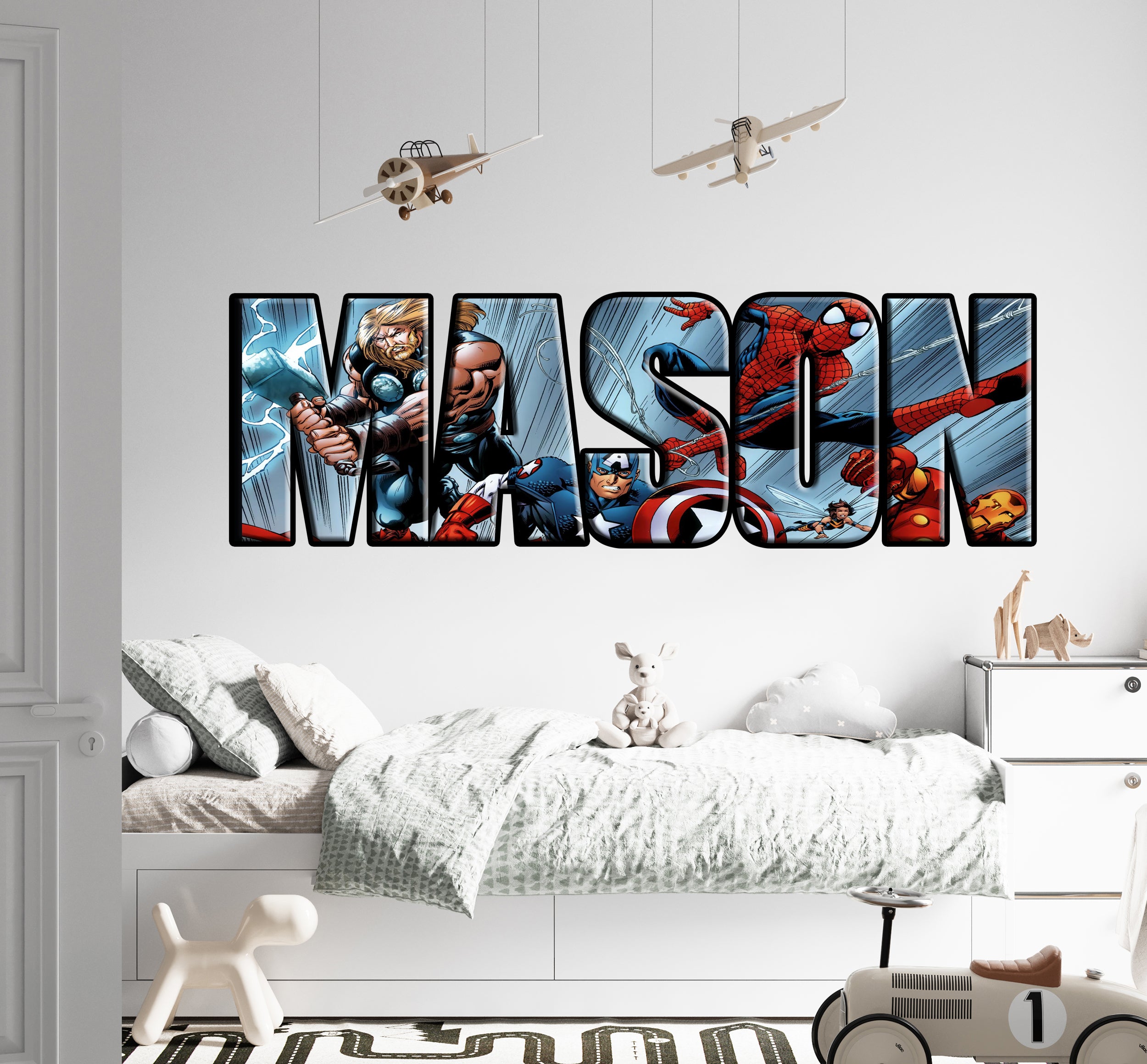 THE AVENGERS Super Heroes Personalized Custom Name Wall Sticker Decal WP75