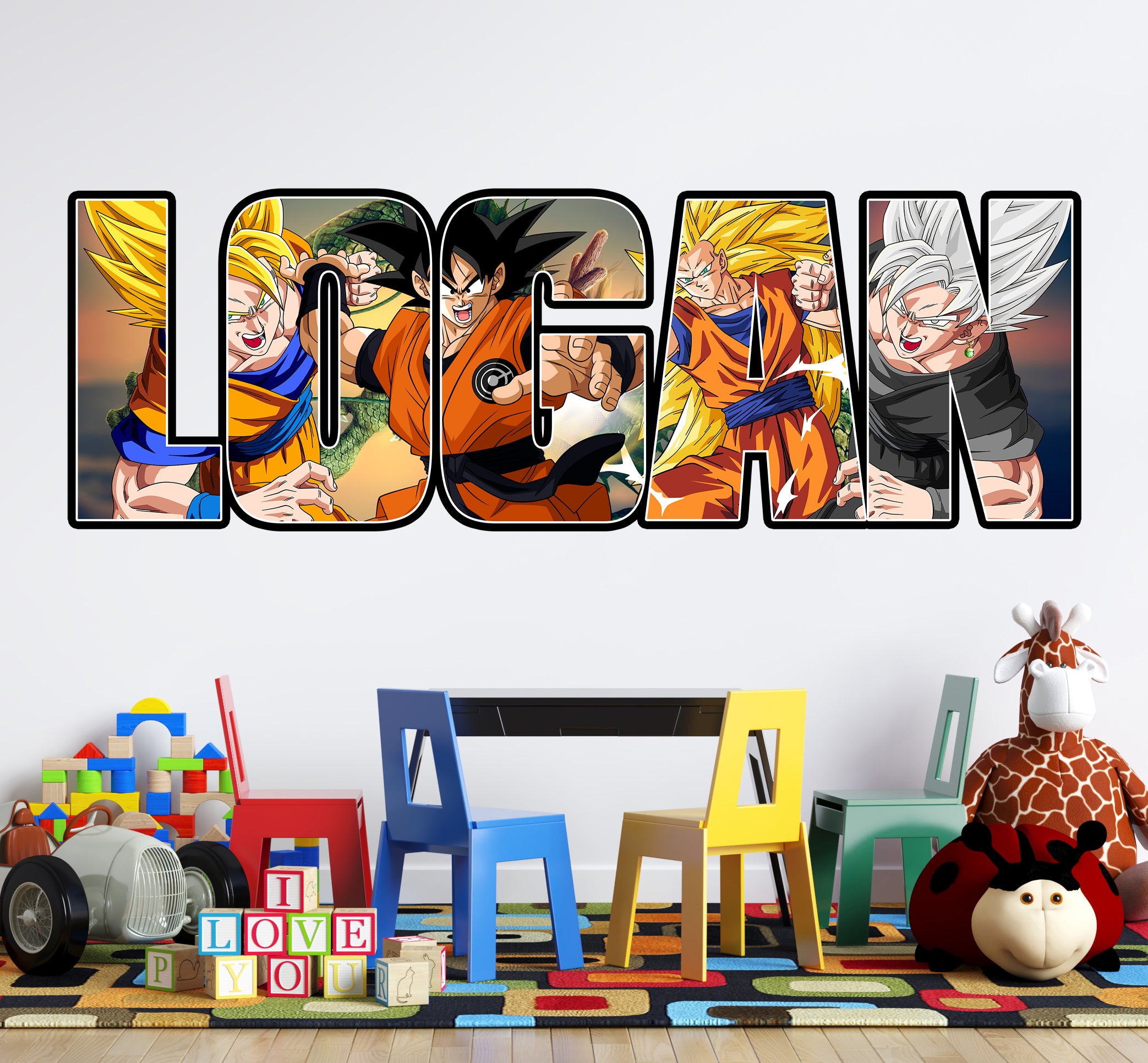 Son Goku Dragon Ball Z Personalized Custom Name Wall Sticker Decal GMD52