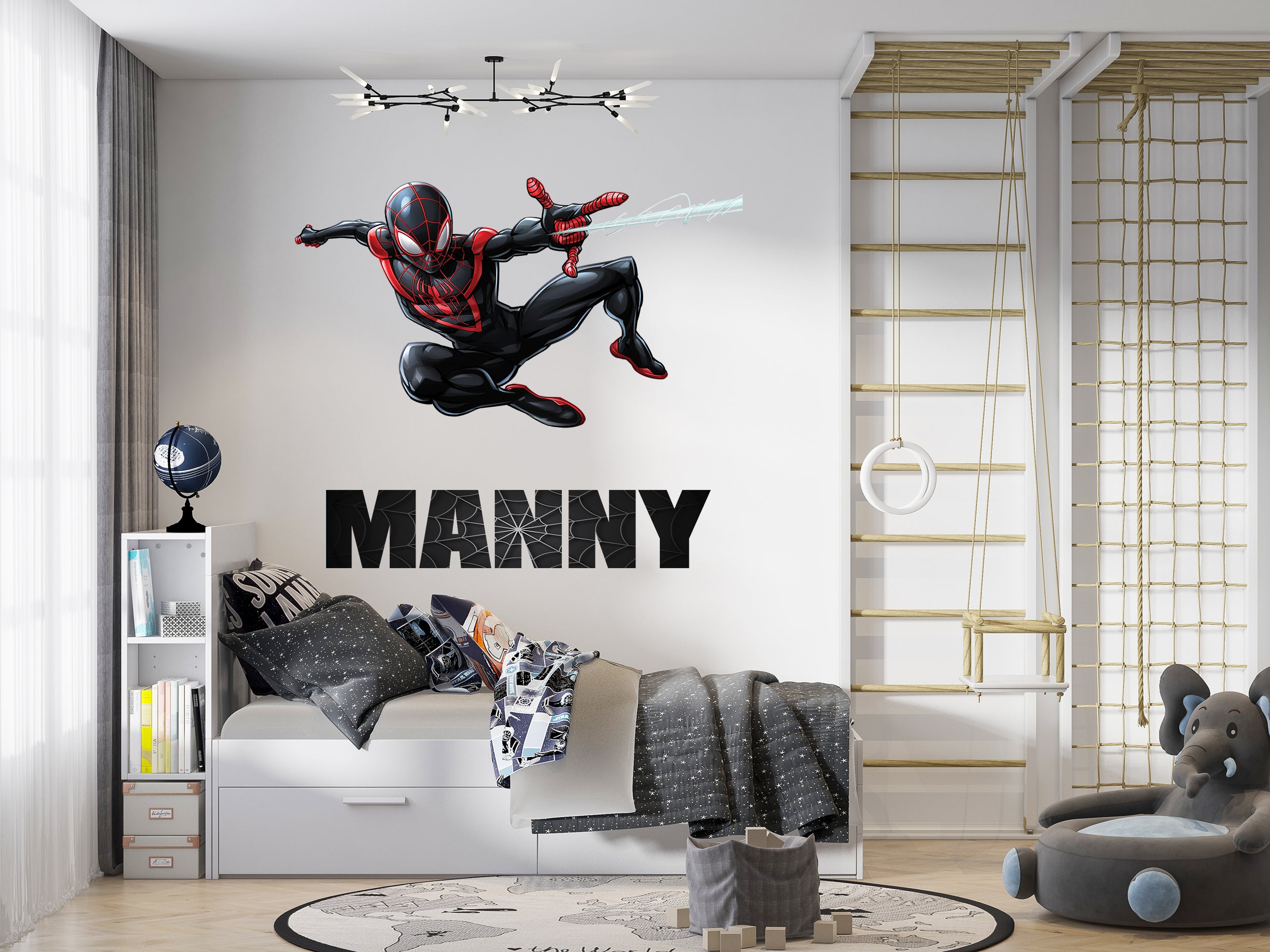 Spiderman Miles Morales Personalized Name Wall Sticker Removable Decal Custom SPM12