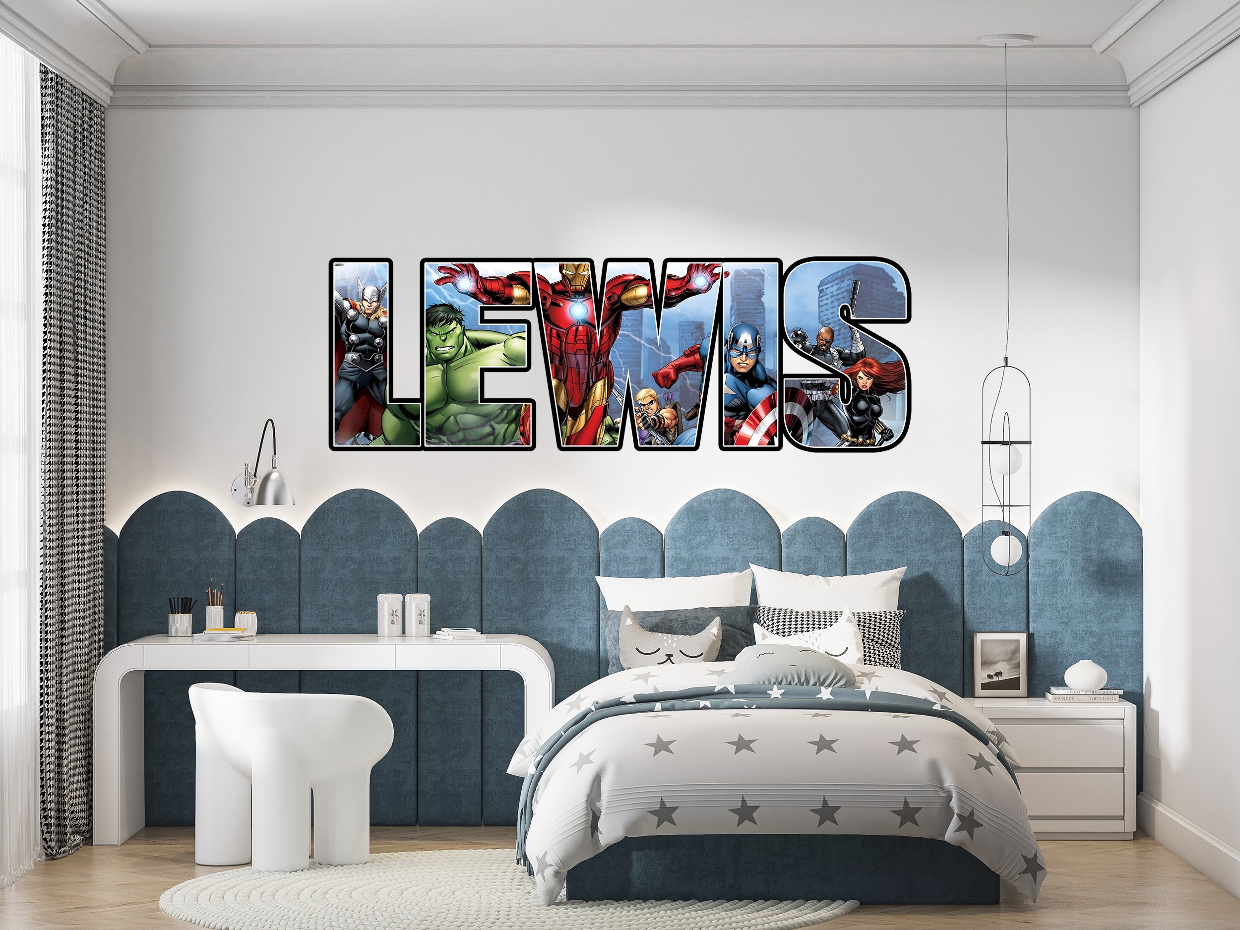 Marvel Avengers Super Heroes Personalized Custom Name Wall Sticker Decal 04