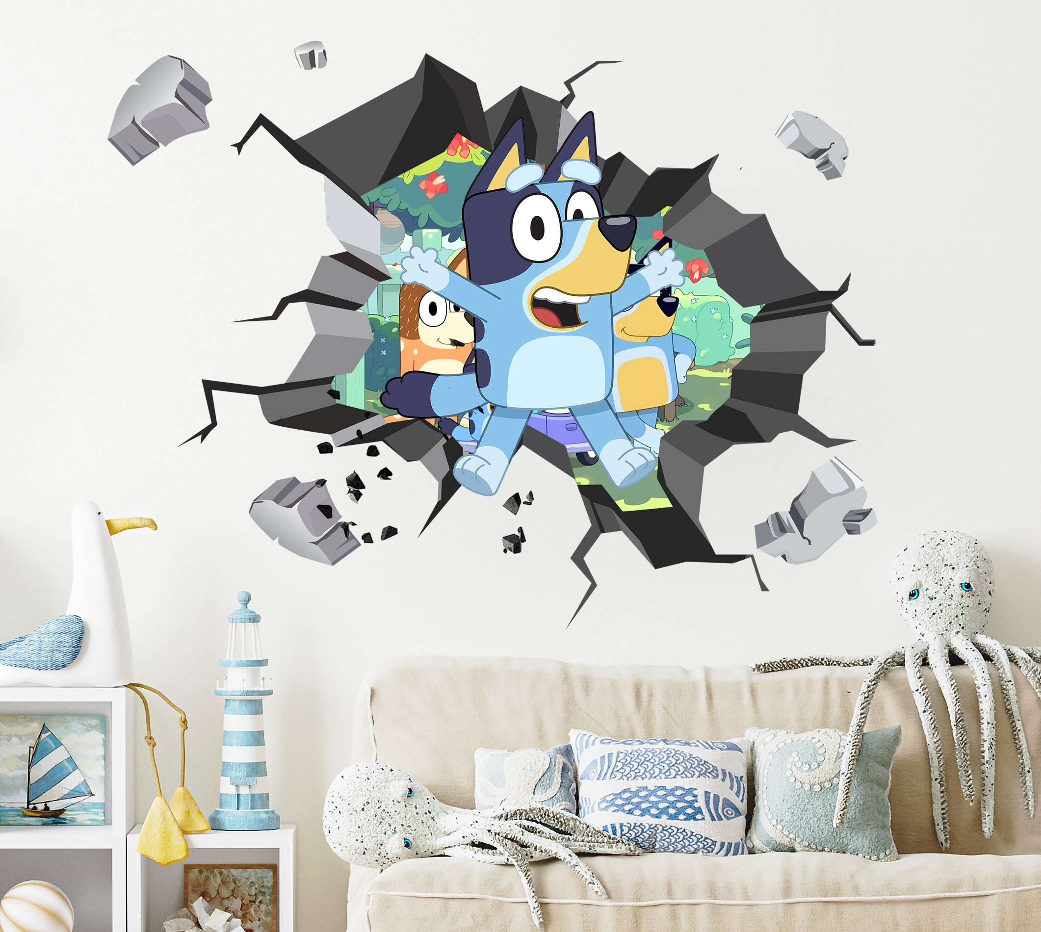 Bluey 3D Explosion Effect Wall Sticker Decal Home Decor Mural Wall Art