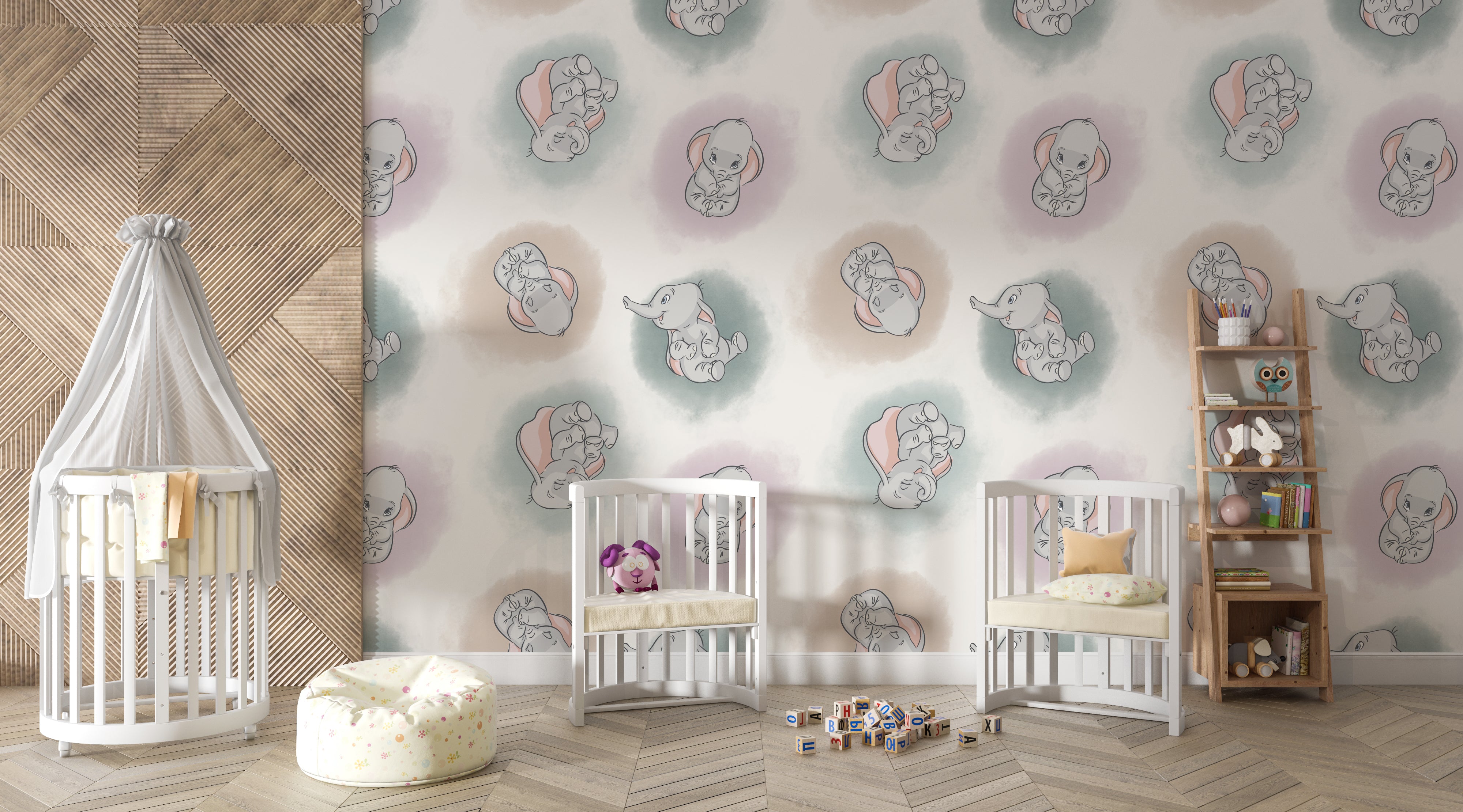 Dumbo Polka Dots Disney Woven Self-Adhesive Removable Wallpaper Mural