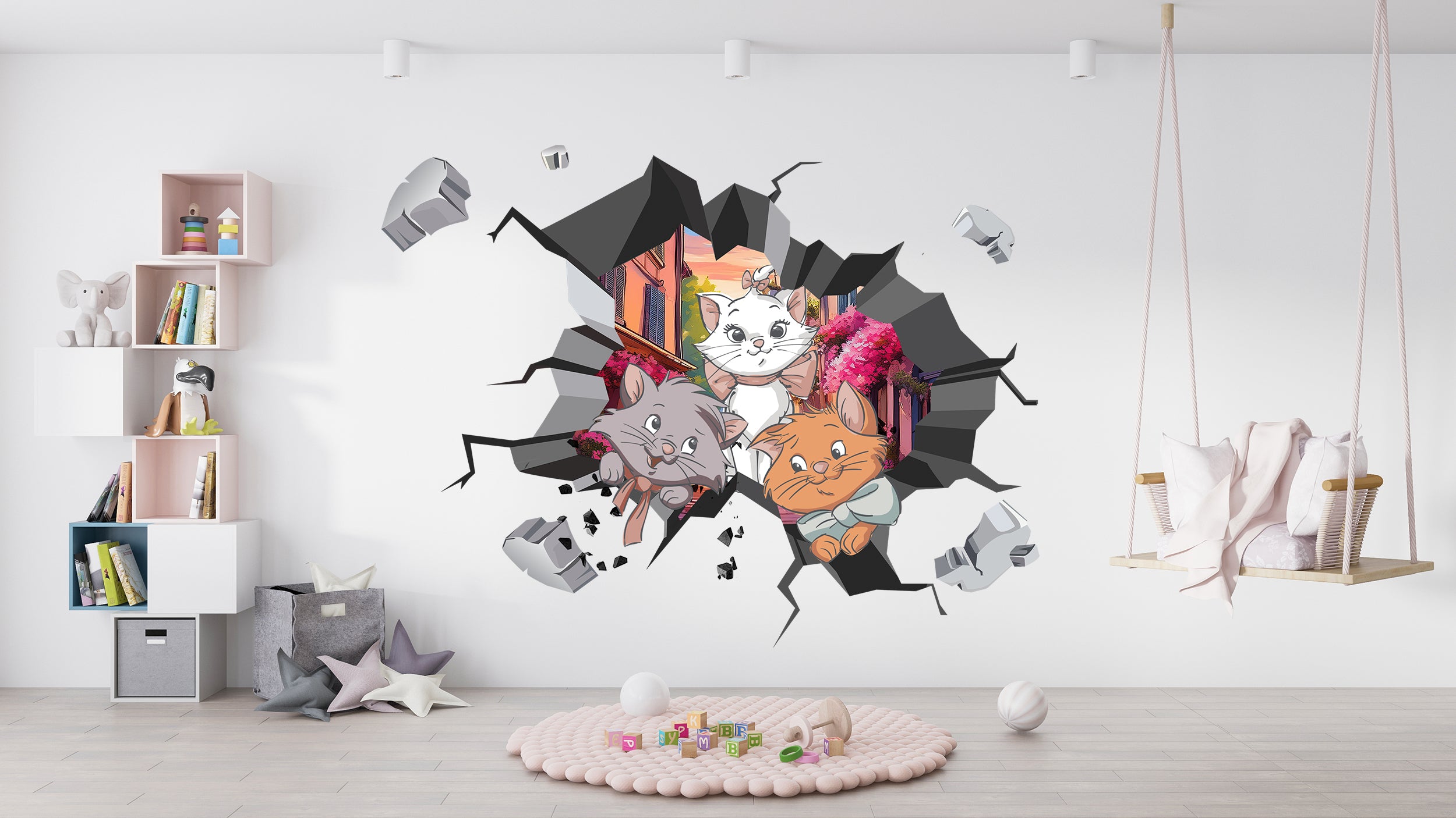 Aristocats 3D Explosion Effect Wall Sticker Decal Home Decor Mural Wall Art ARC05