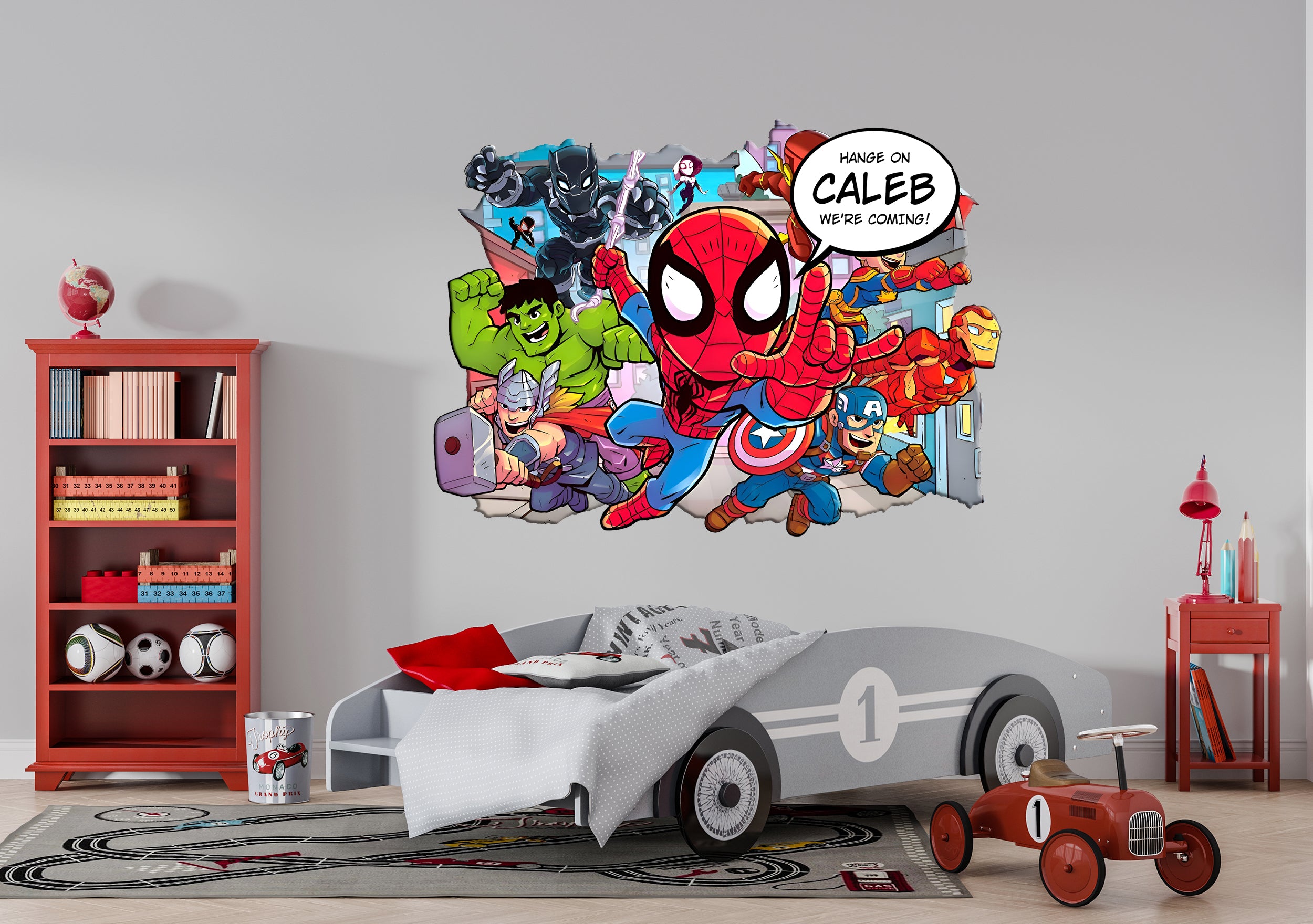 Personalized Spider-man Avengers Superhero Comics Text Wall Stickers Custom Name Children's Popular Characters Room Decorations Removable Decal Home Decor Art AVG05