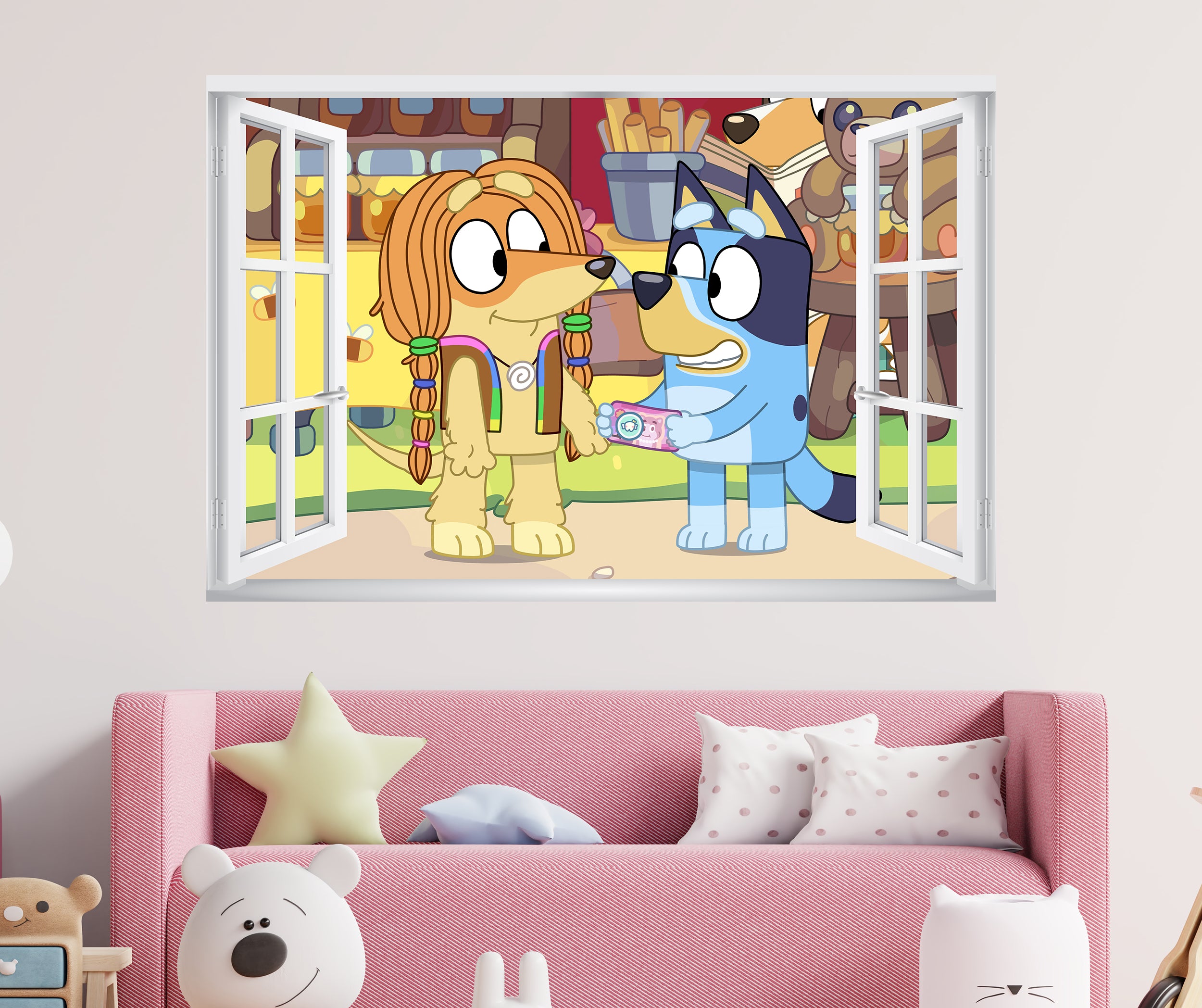 Bluey 3D Window Wall Sticker Decal Home Decor Mural Wall Art