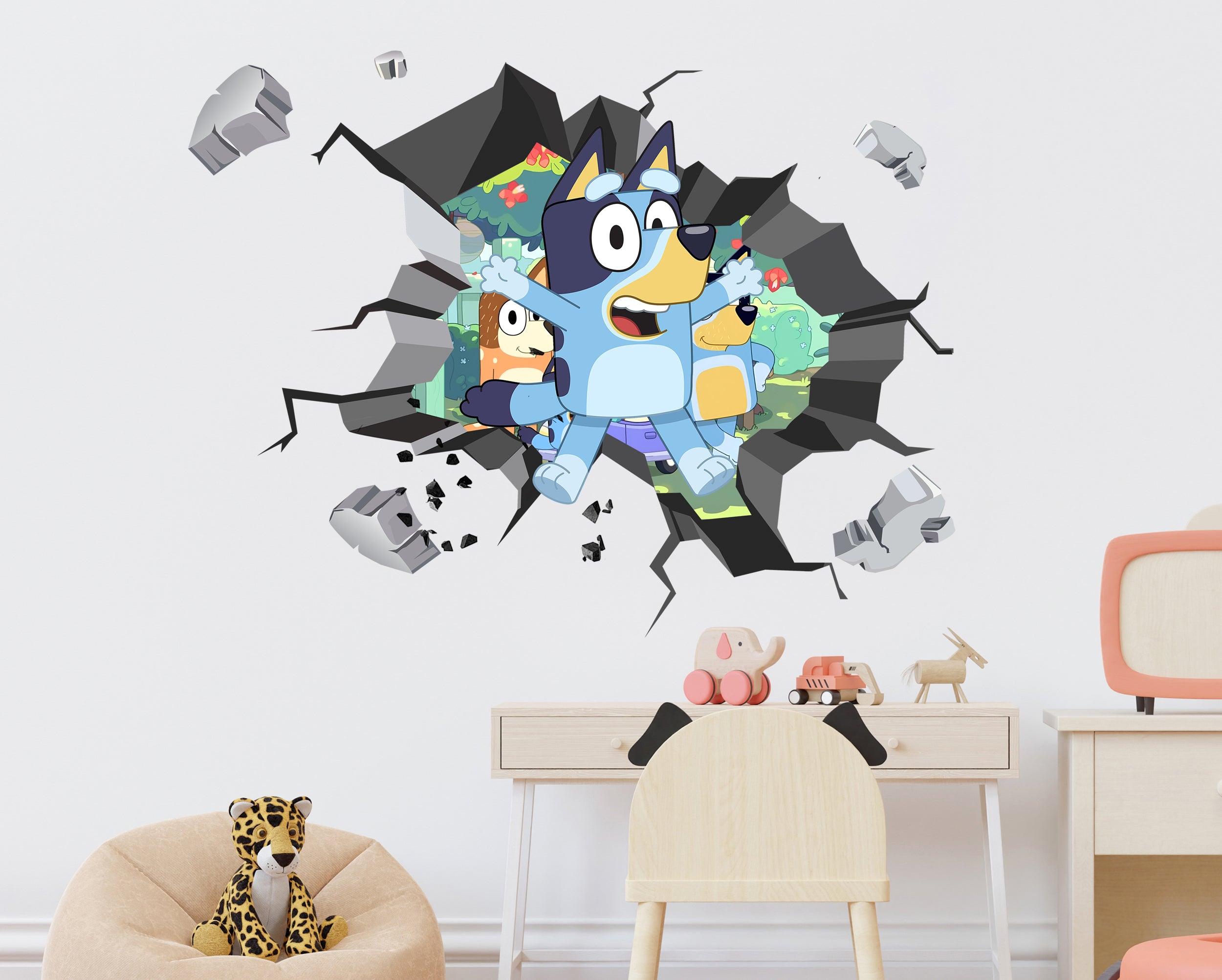 Bluey 3D Explosion Effect Wall Sticker Decal Home Decor Mural Wall Art
