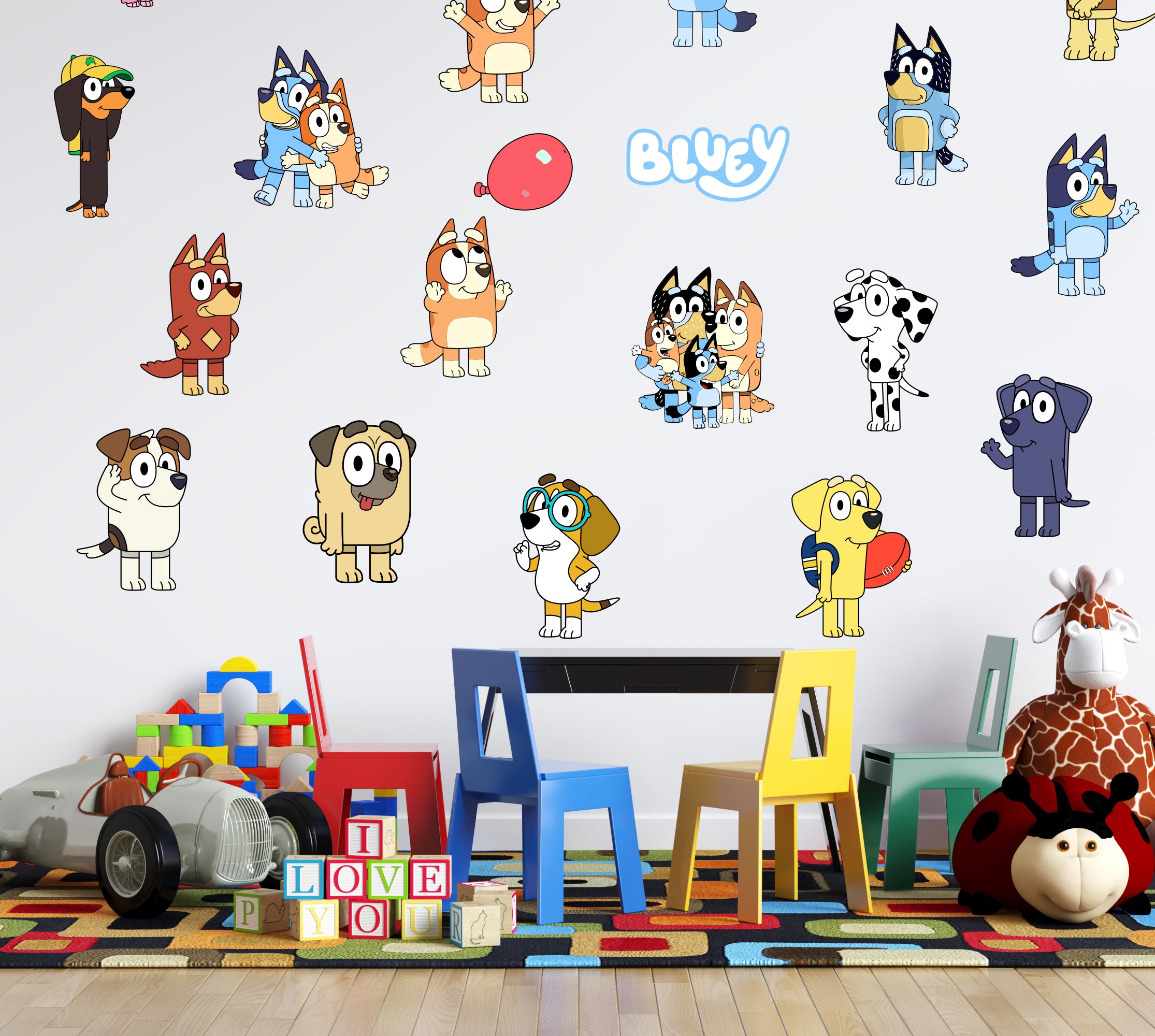 Bluey Characters Set Wall Sticker Decal Kids Decor Art Kids Children BLU24