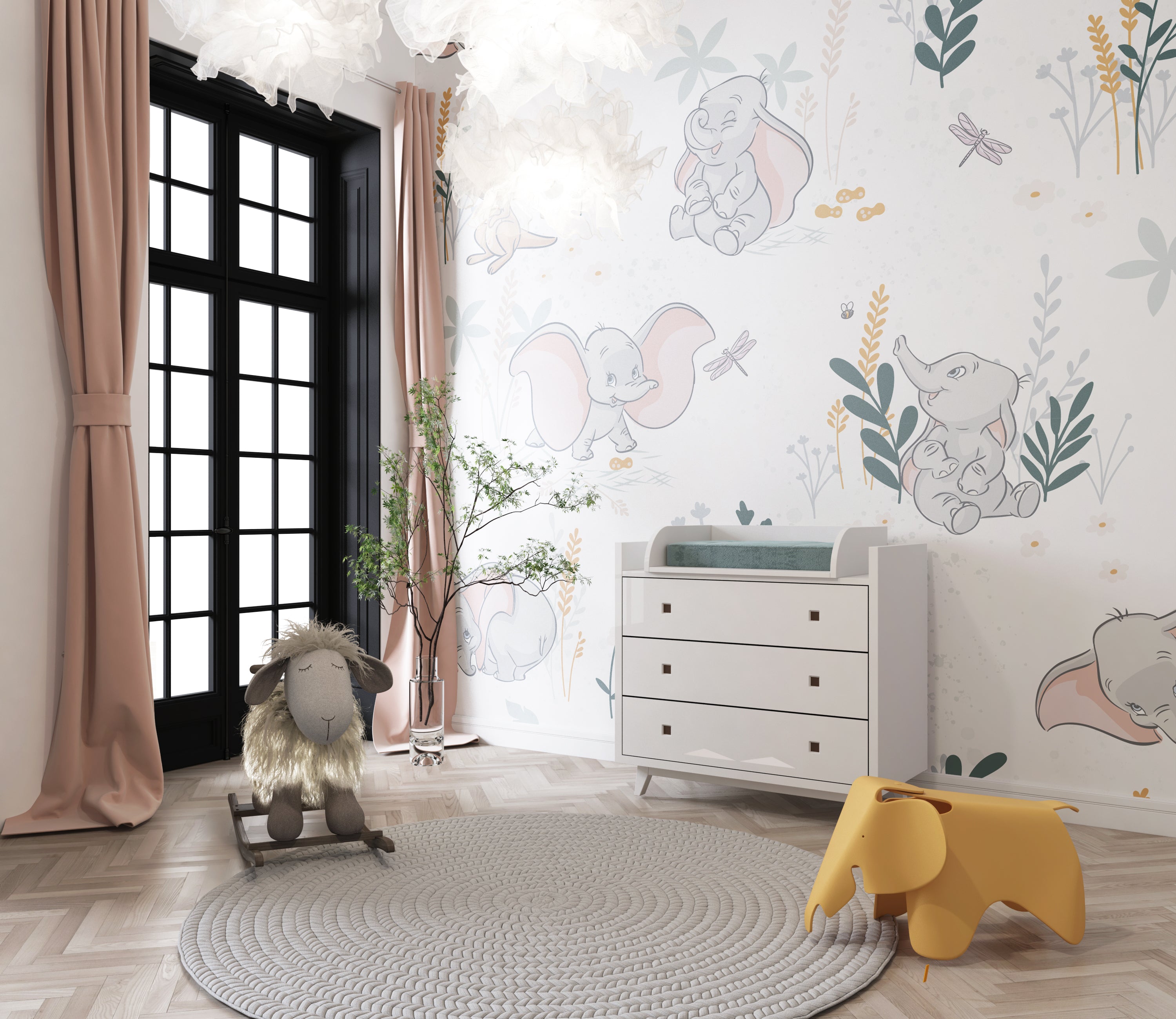 Dumbo Disney Woven Self-Adhesive Removable Wallpaper Modern Mural