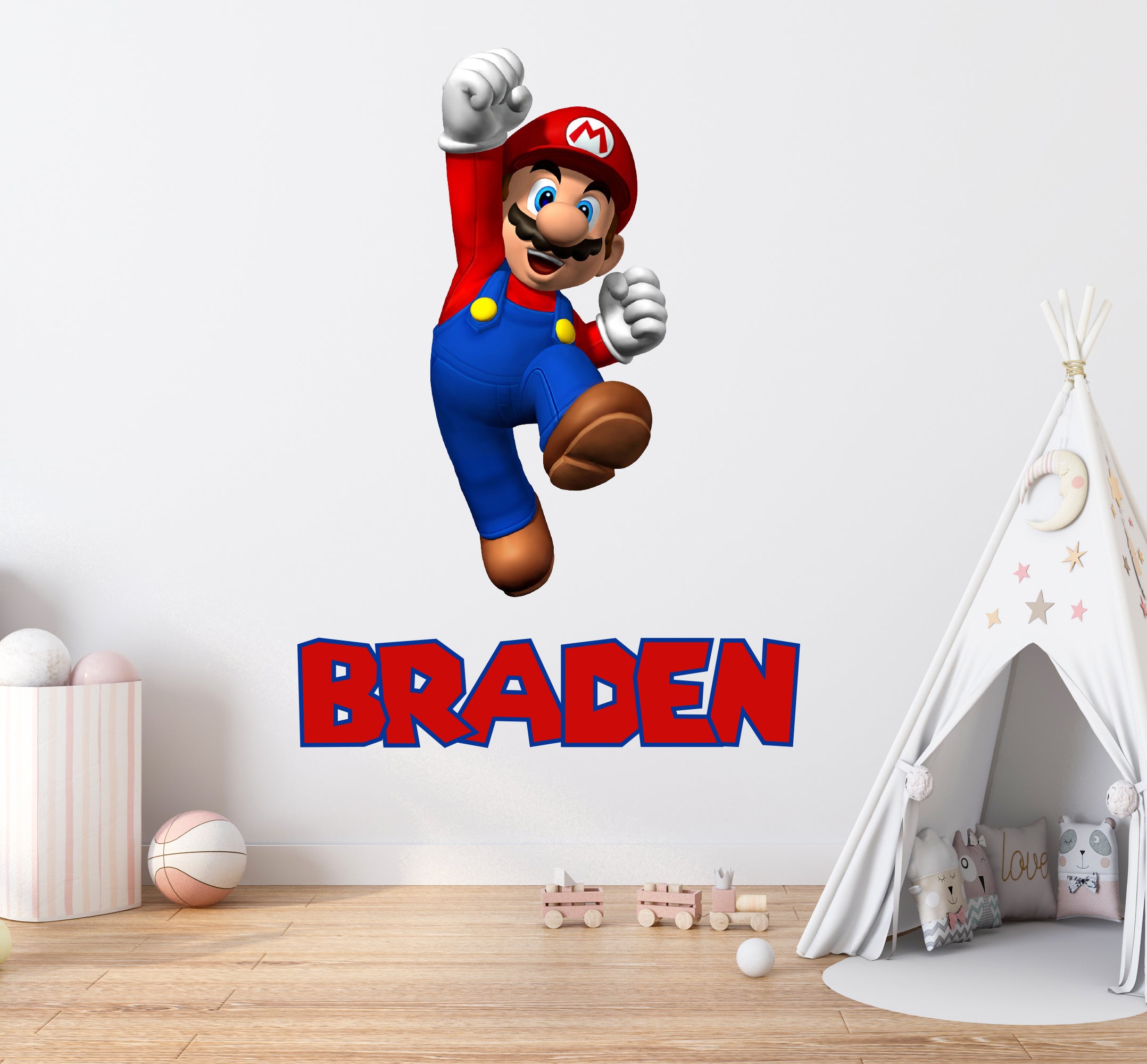 Super Mario Personalized Name Wall Sticker Removable Decal Custom Wall Art SMR38