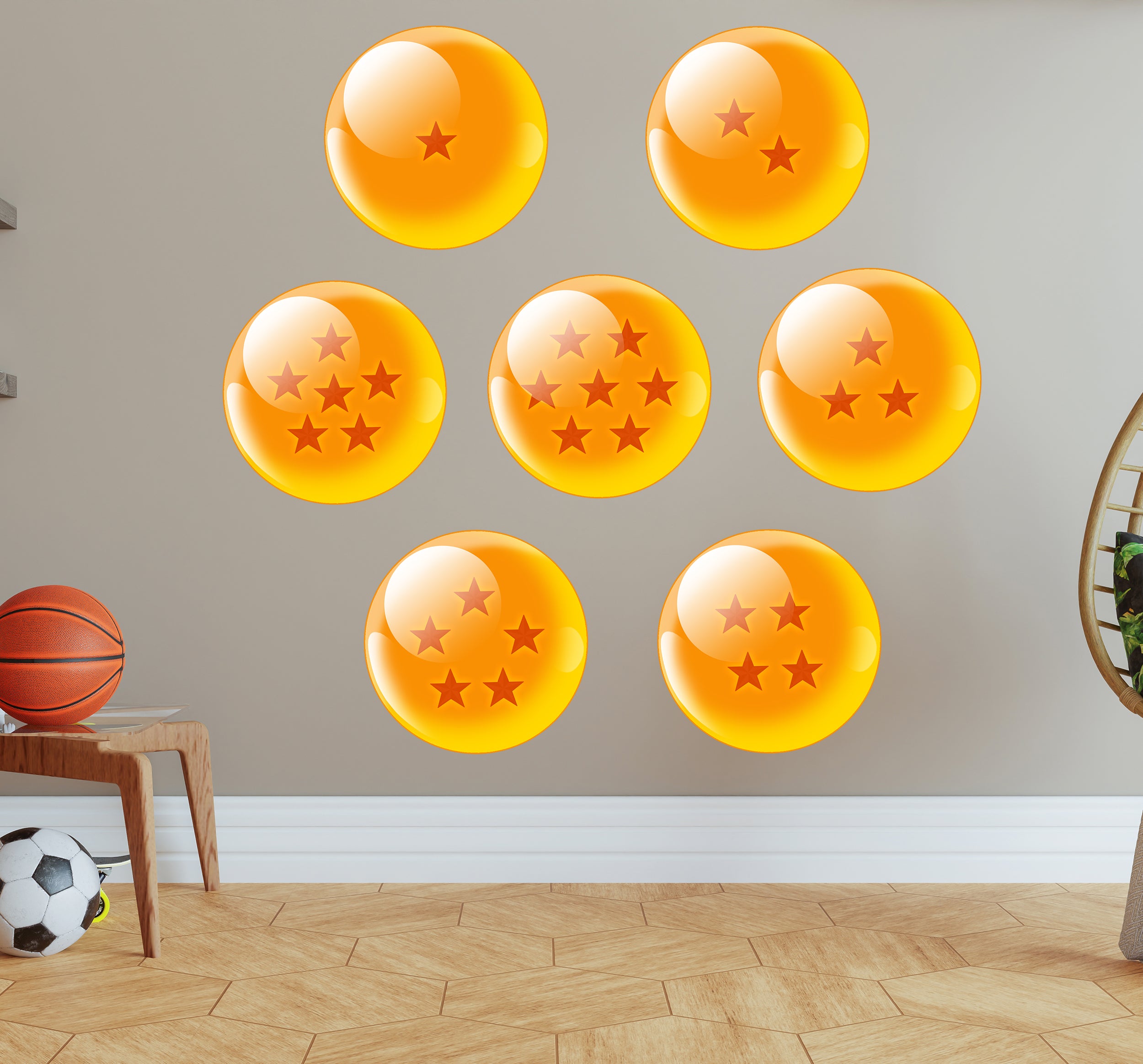 ALL 7 Dragon Balls Dragon Ball Z Wall Decal Wall Sticker Kids Room Wall Art Mural GMD30
