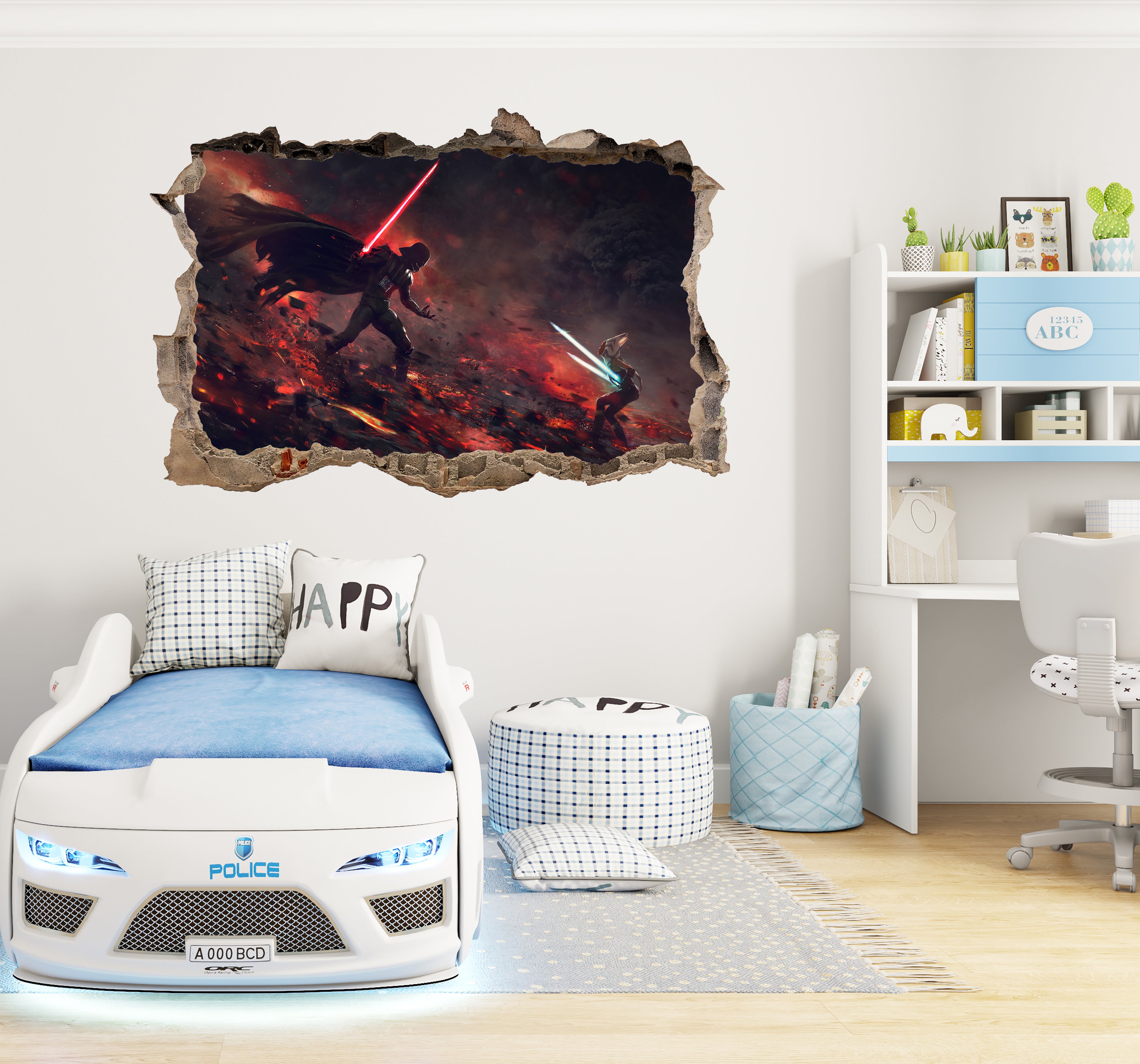 Star Wars Darth Vader Ahsoka Tano 3D Smashed Wall Decal Sticker Art Decor SW29