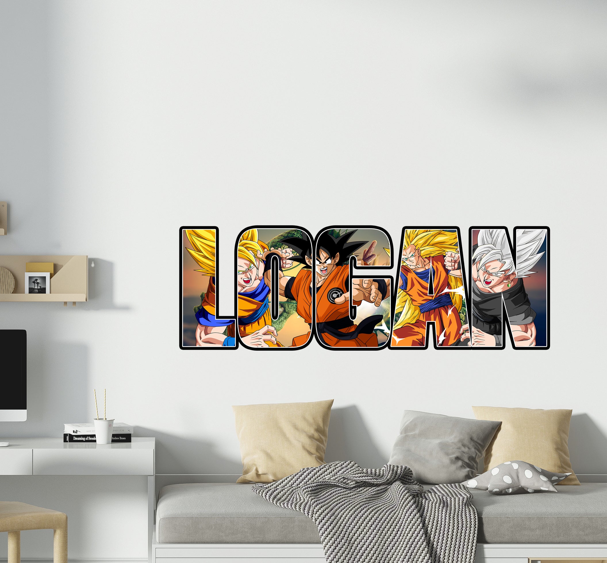 Son Goku Dragon Ball Z Personalized Custom Name Wall Sticker Decal GMD52