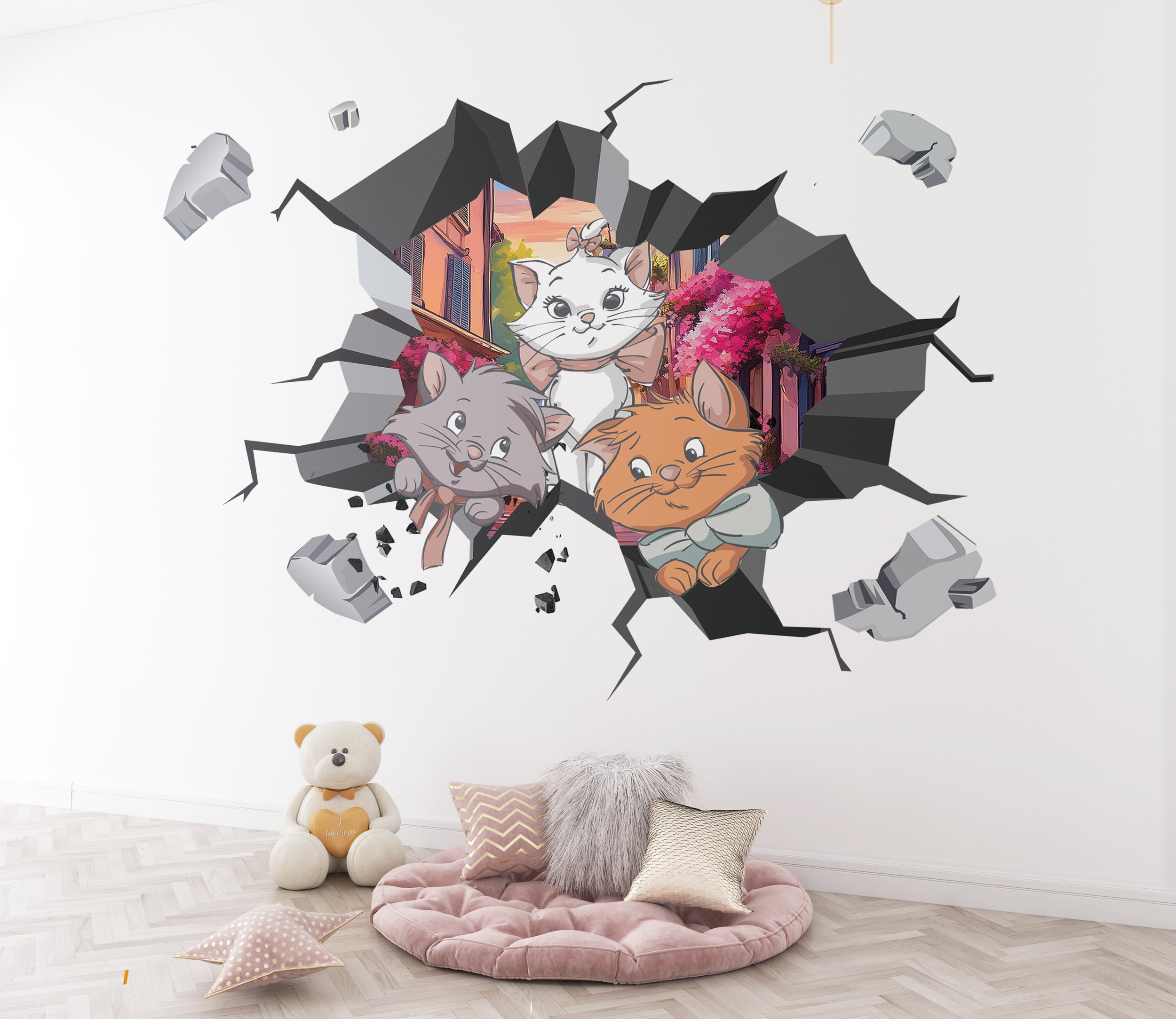 Aristocats 3D Explosion Effect Wall Sticker Decal Home Decor Mural Wall Art ARC05