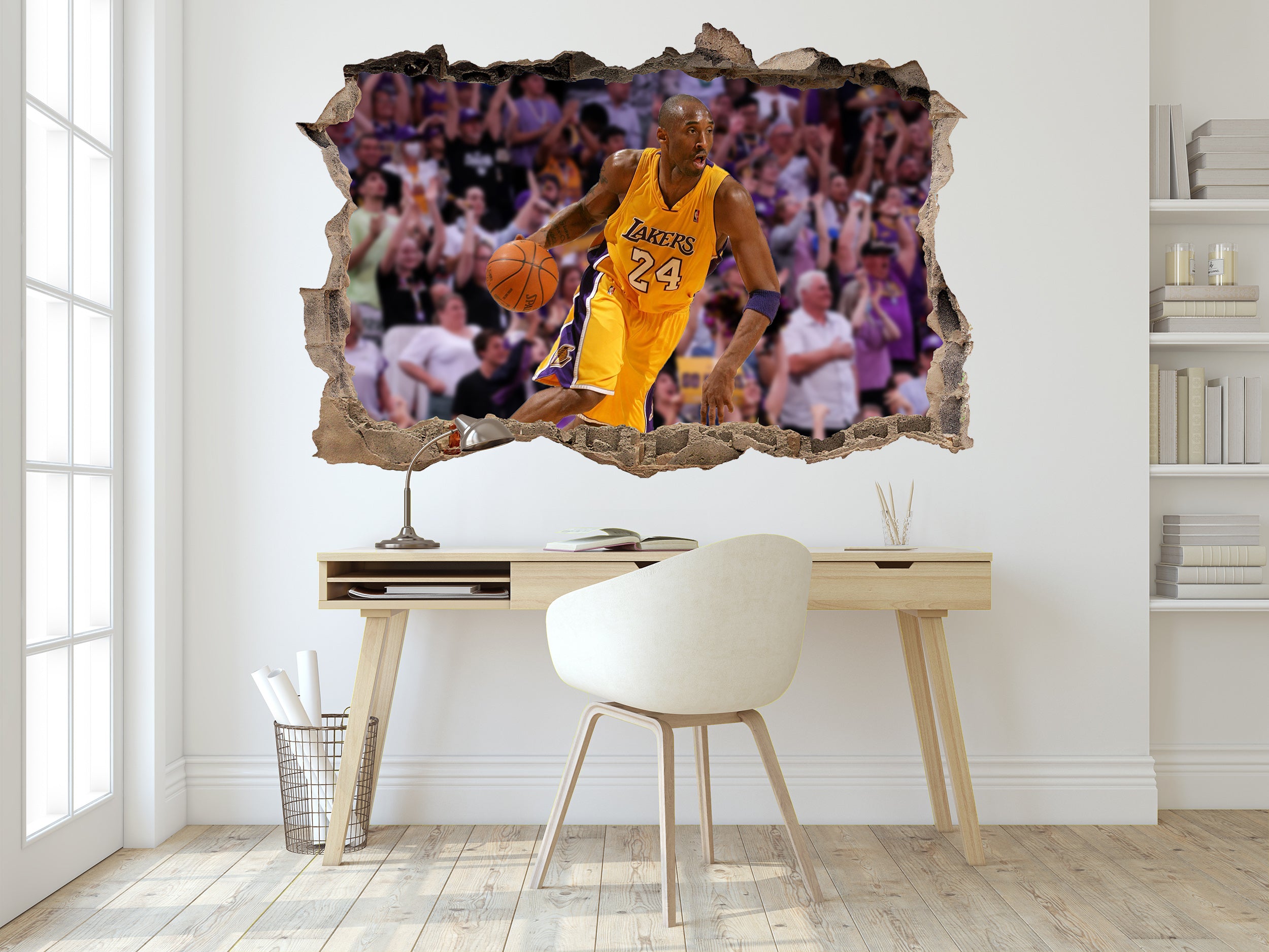 Basketball Kobe Bryant 3D Smashed Hole Decal Wall Sticker Decor Art Mural
