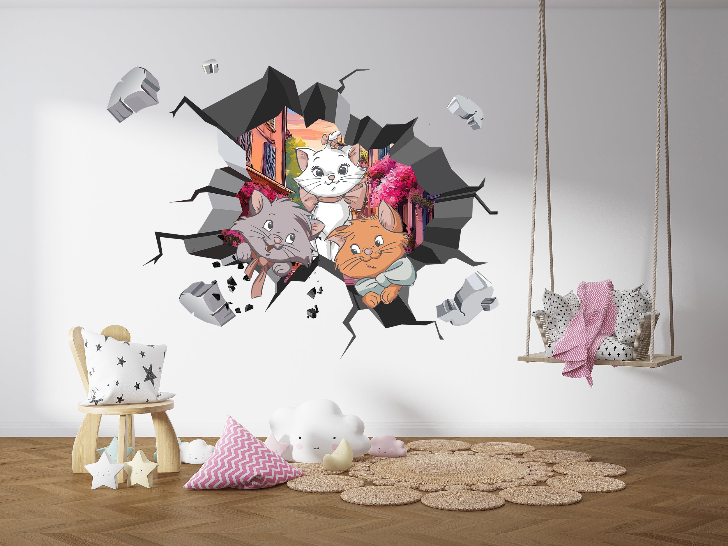 Aristocats 3D Explosion Effect Wall Sticker Decal Home Decor Mural Wall Art ARC05