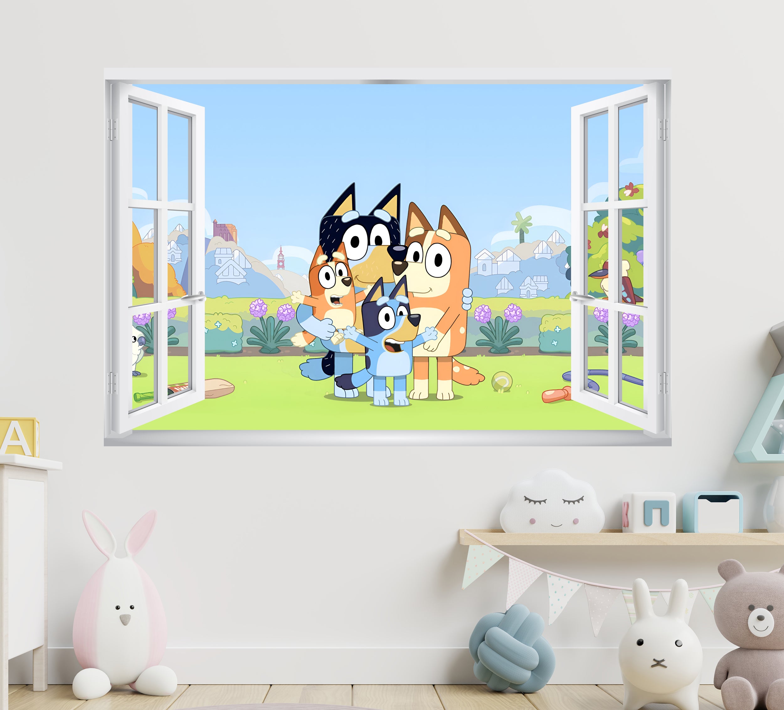 Bluey 3D Window Wall Sticker Decal Home Decor Mural Wall Art