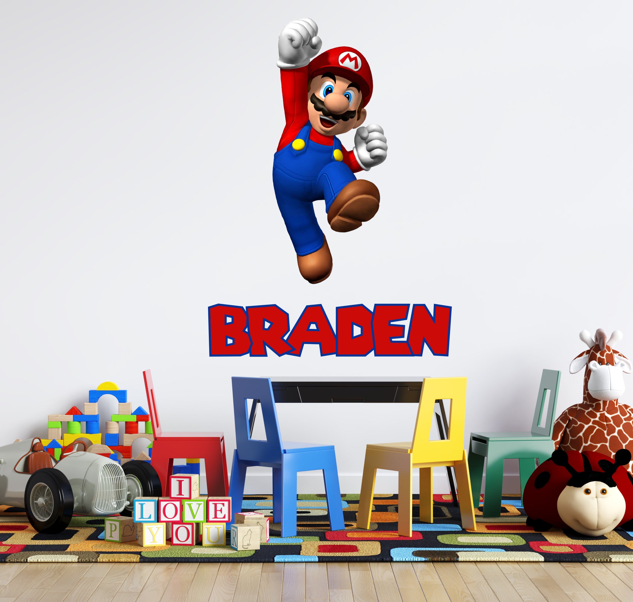Super Mario Personalized Name Wall Sticker Removable Decal Custom Wall Art SMR38