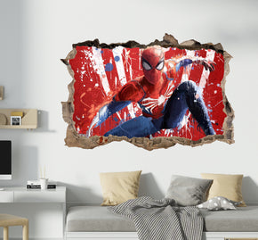 Spiderman Superhero 3D Smashed Wall Decal Sticker Art Decor Mural SPM35