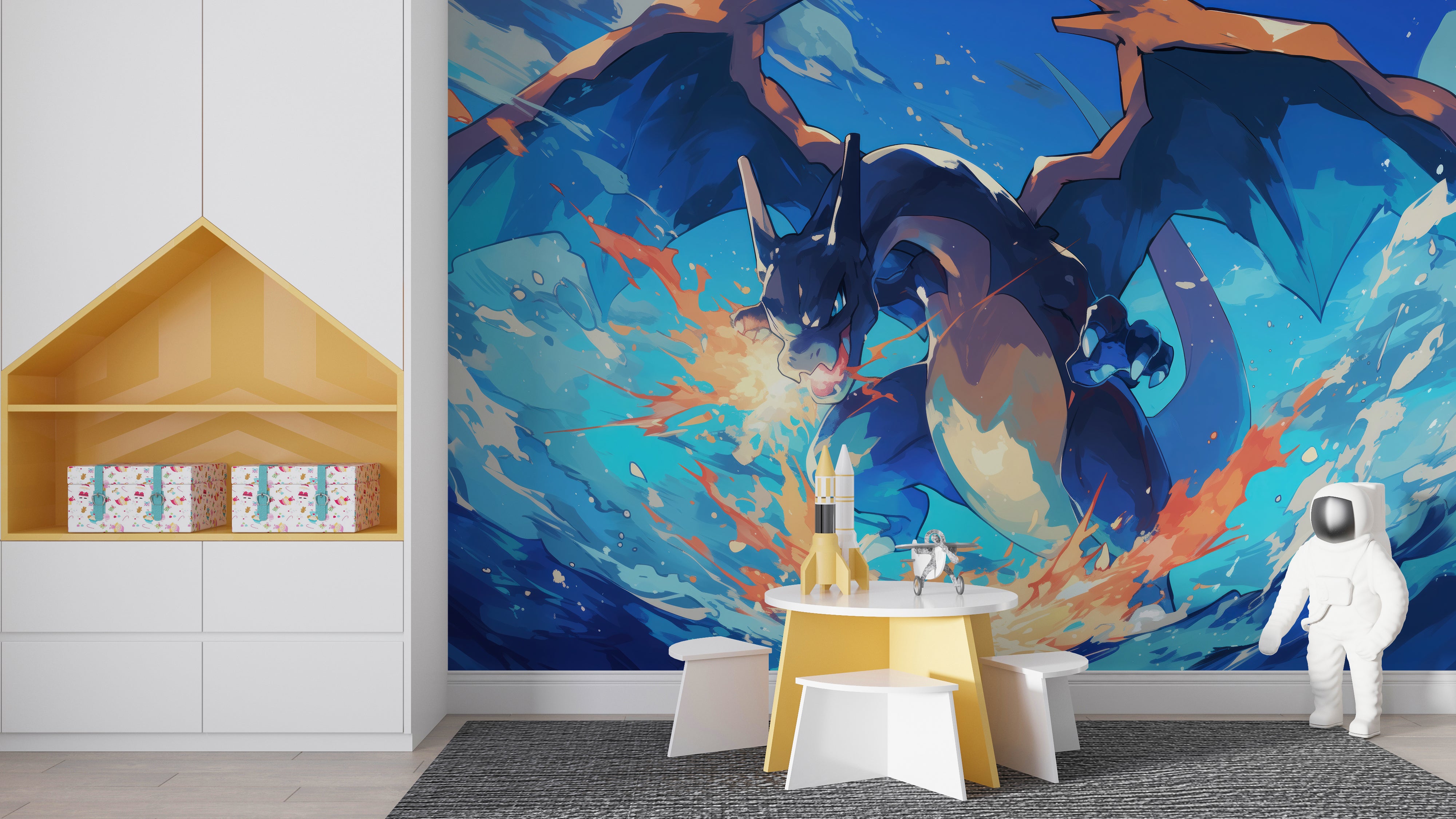 Charizard Pokemon Self-Adhesive Wallpaper Mural Home Wall Art Decor WP38