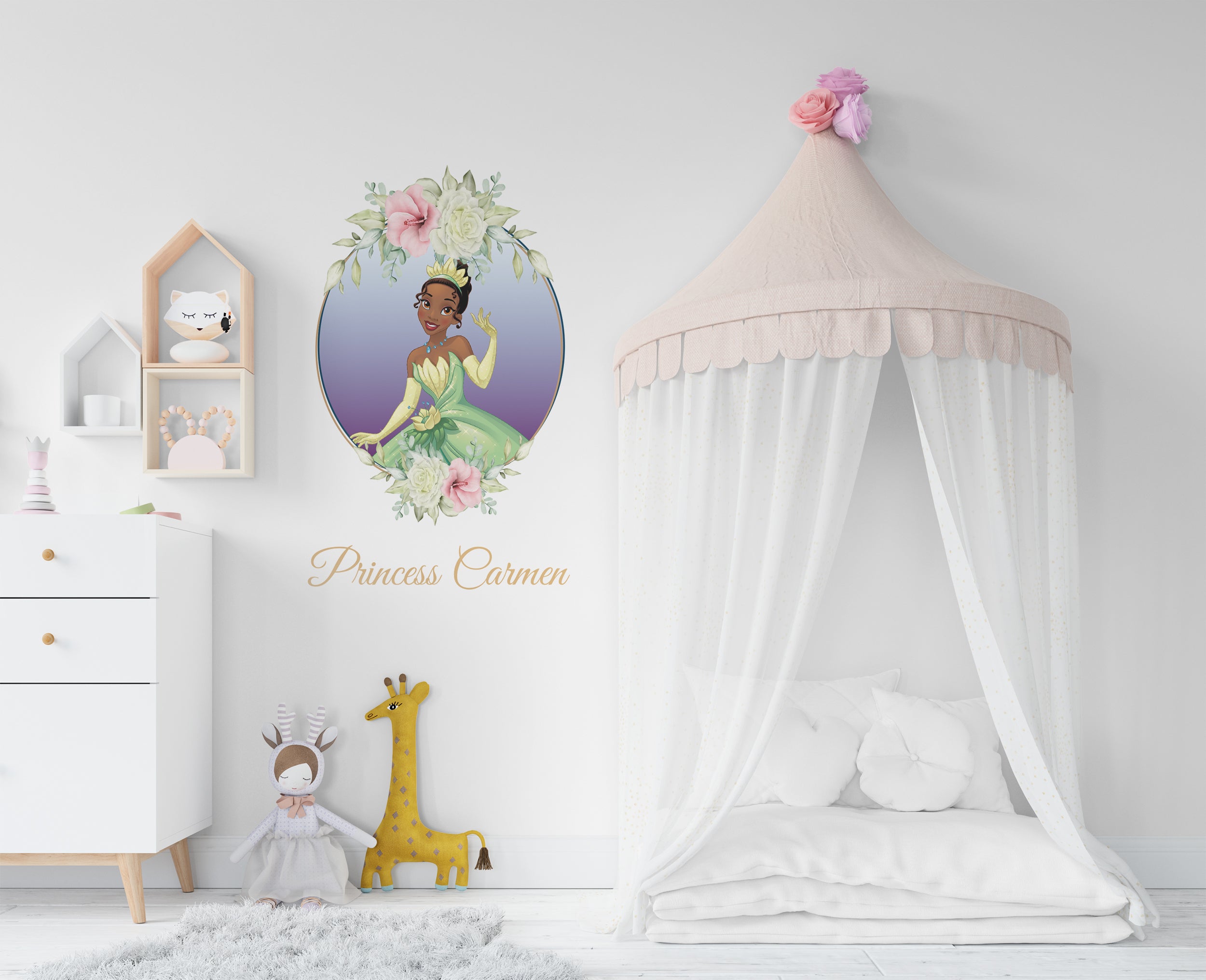 Tiana Disney Princess Personalized Name Wall Sticker Removable Decal Custom Wall Decor Art