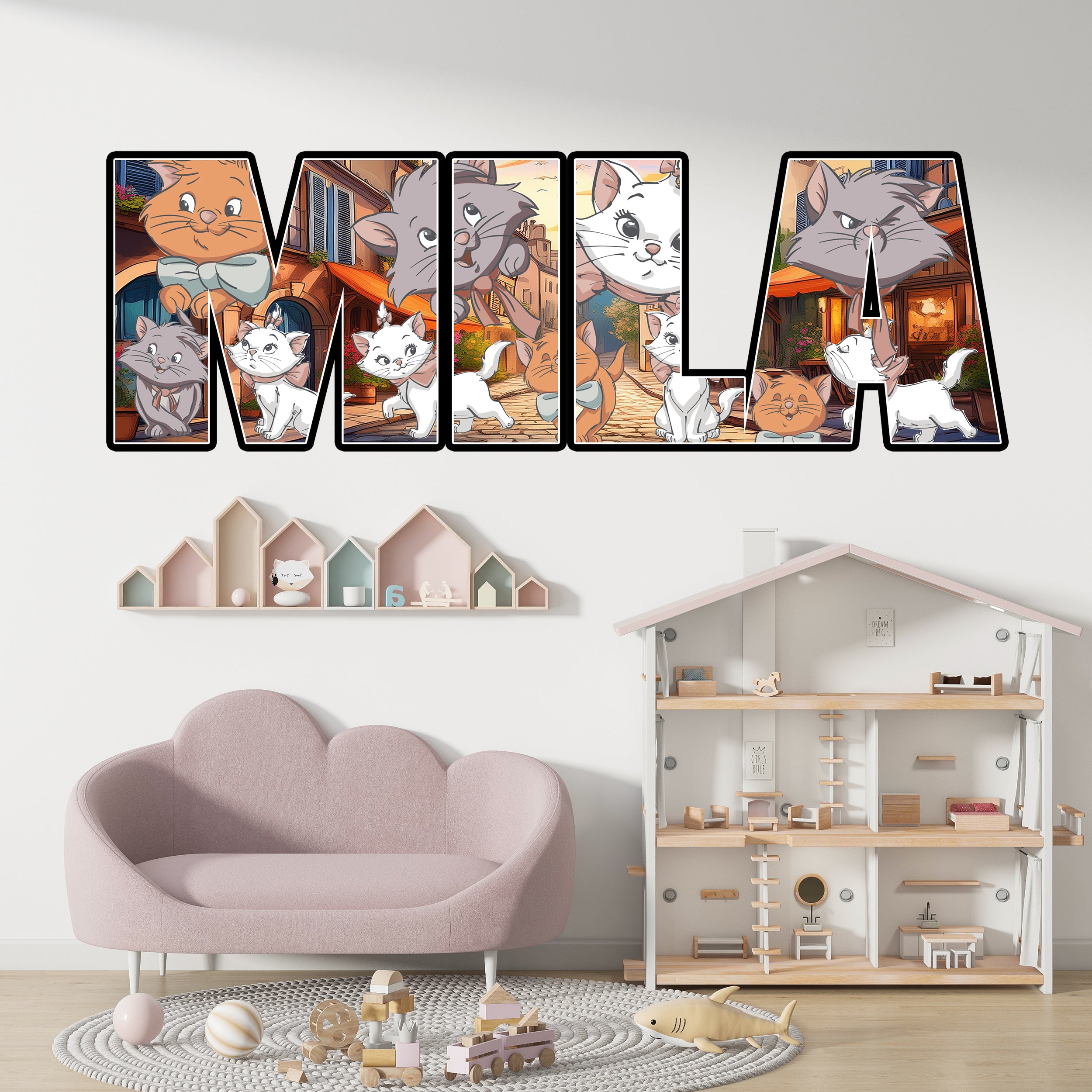 Aristocats Personalized Name Wall Sticker Removable Decal Custom Decor Art ARC06