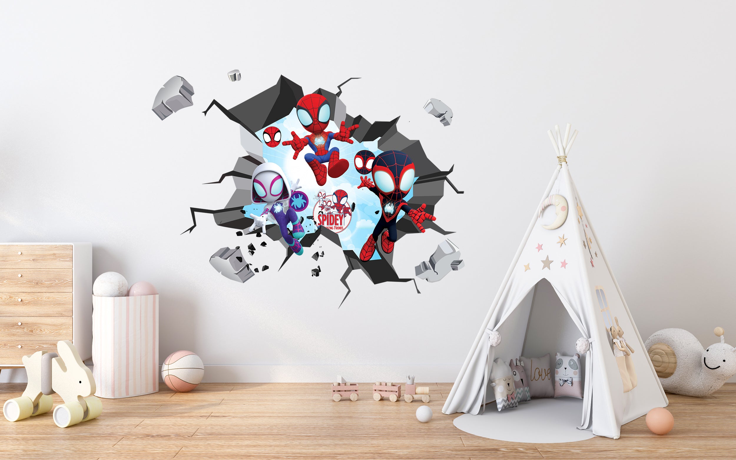 Spidey And His Amazing Friend 3D WALL EXPLOSION Decal Wall Sticker Decor Art