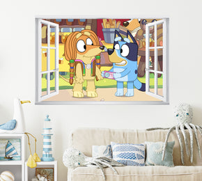 Bluey 3D Window Wall Sticker Decal Home Decor Mural Wall Art