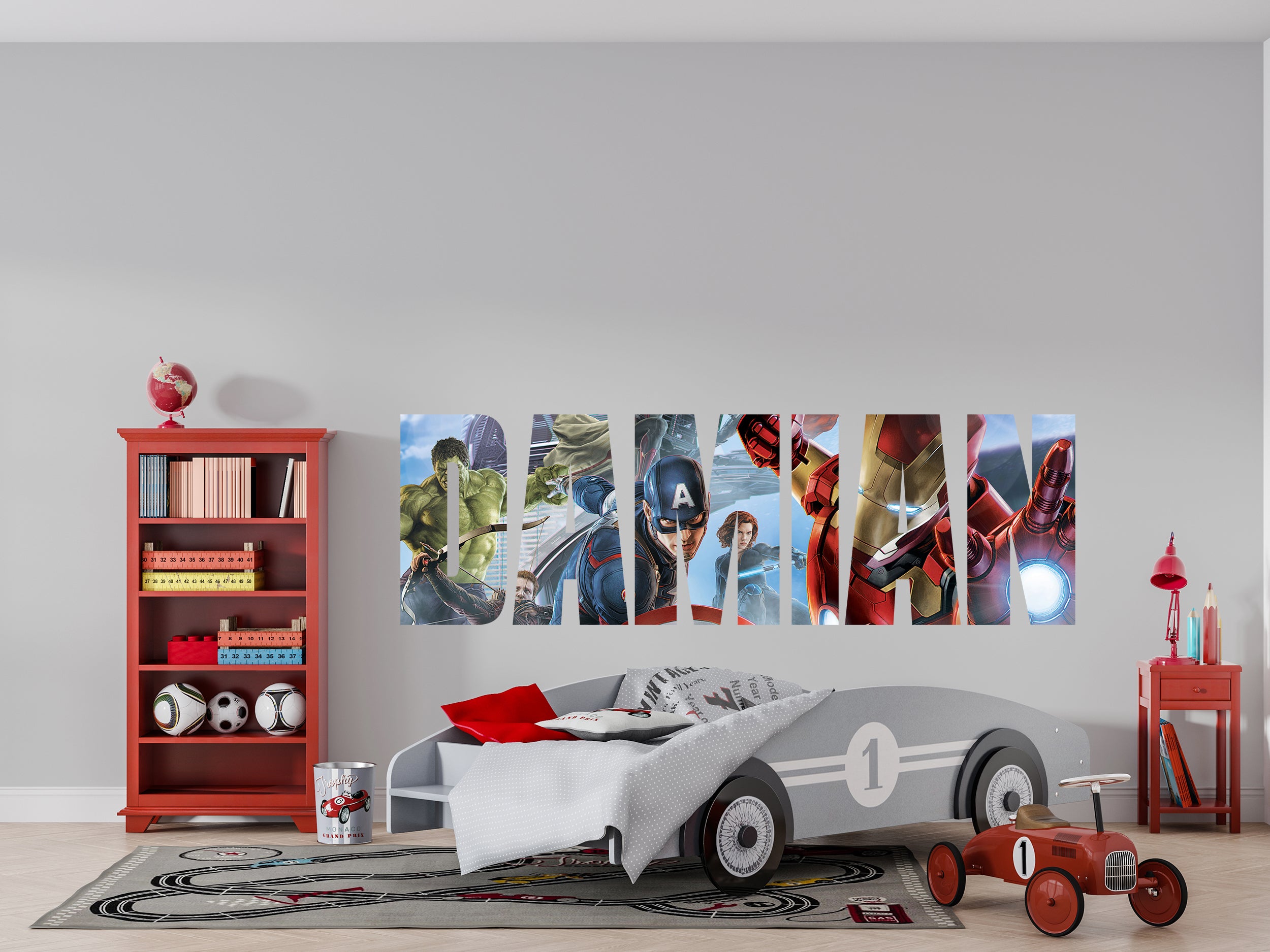Marvel Avengers Super Heroes Personalized Custom Name Wall Sticker Decal 02