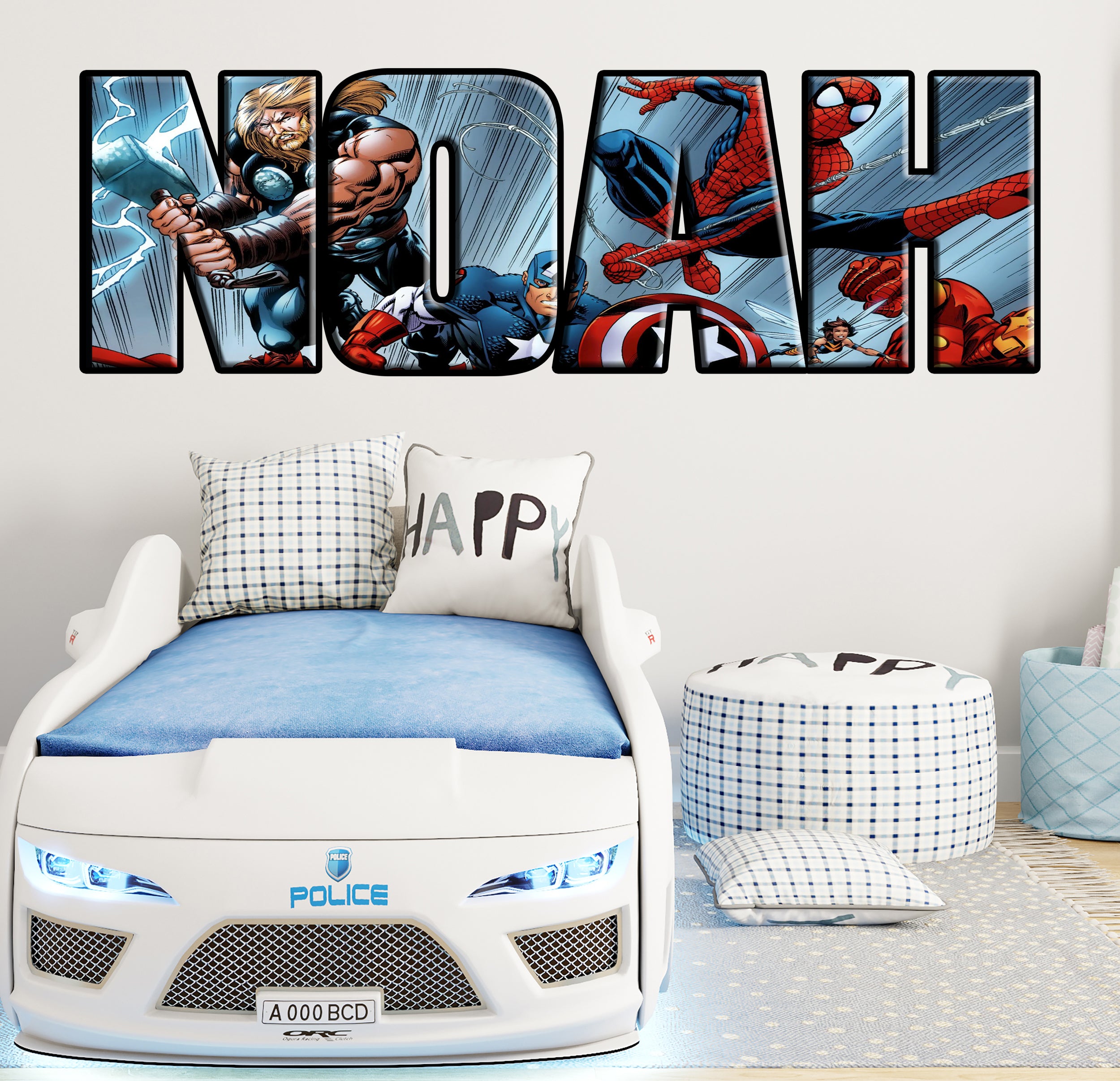 THE AVENGERS Super Heroes Personalized Custom Name Wall Sticker Decal WP75
