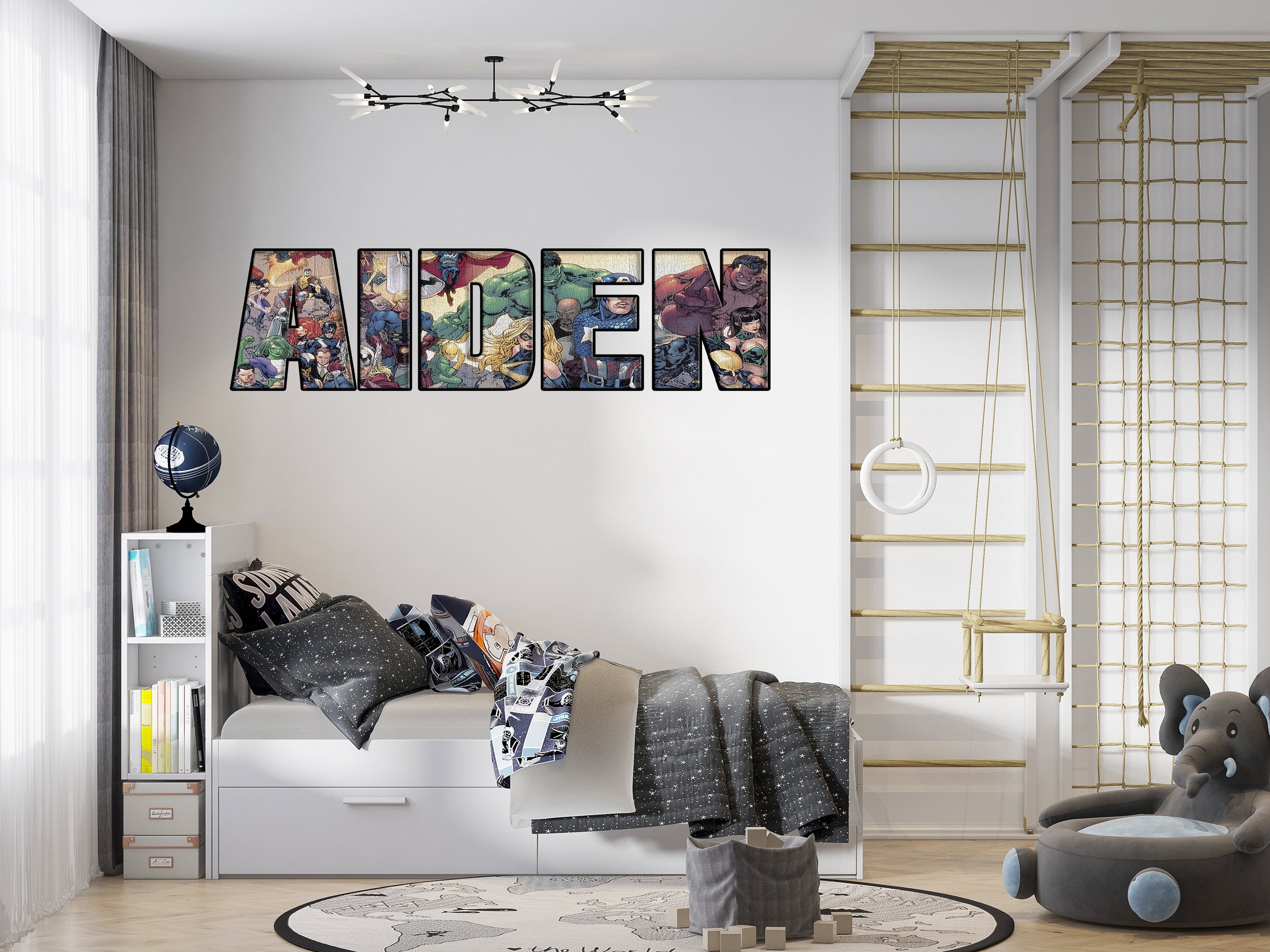 Retro Marvel Avengers Superheroes Personalized Custom Name Wall Sticker Decal Vinyl Mural