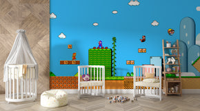 Super Mario Bros Self-Adhesive Wallpaper Mural Home Wall Art Decor WP18