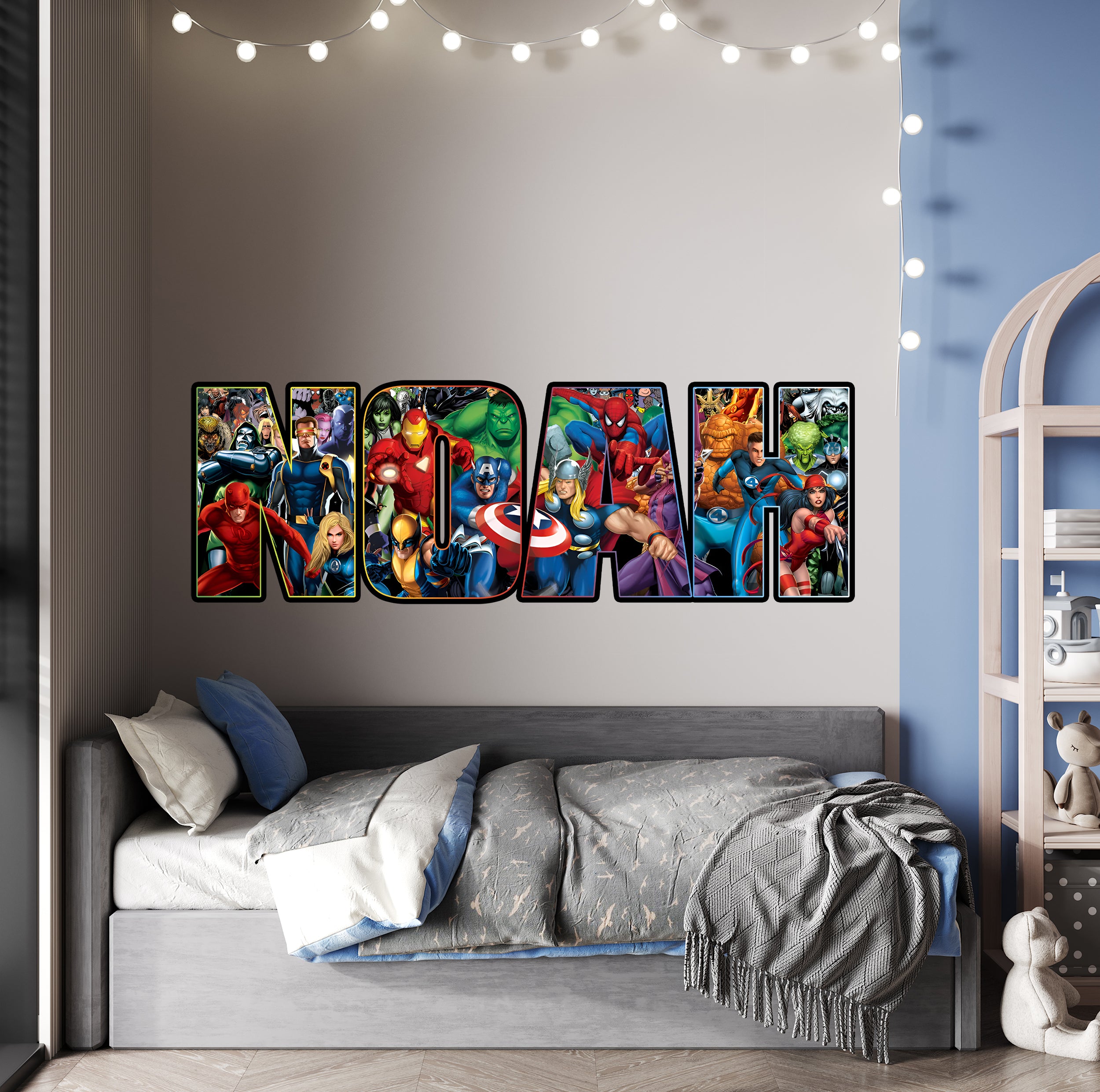 Marvel Superheroes Personalized Custom Name Wall Sticker Decal Vinyl Mural
