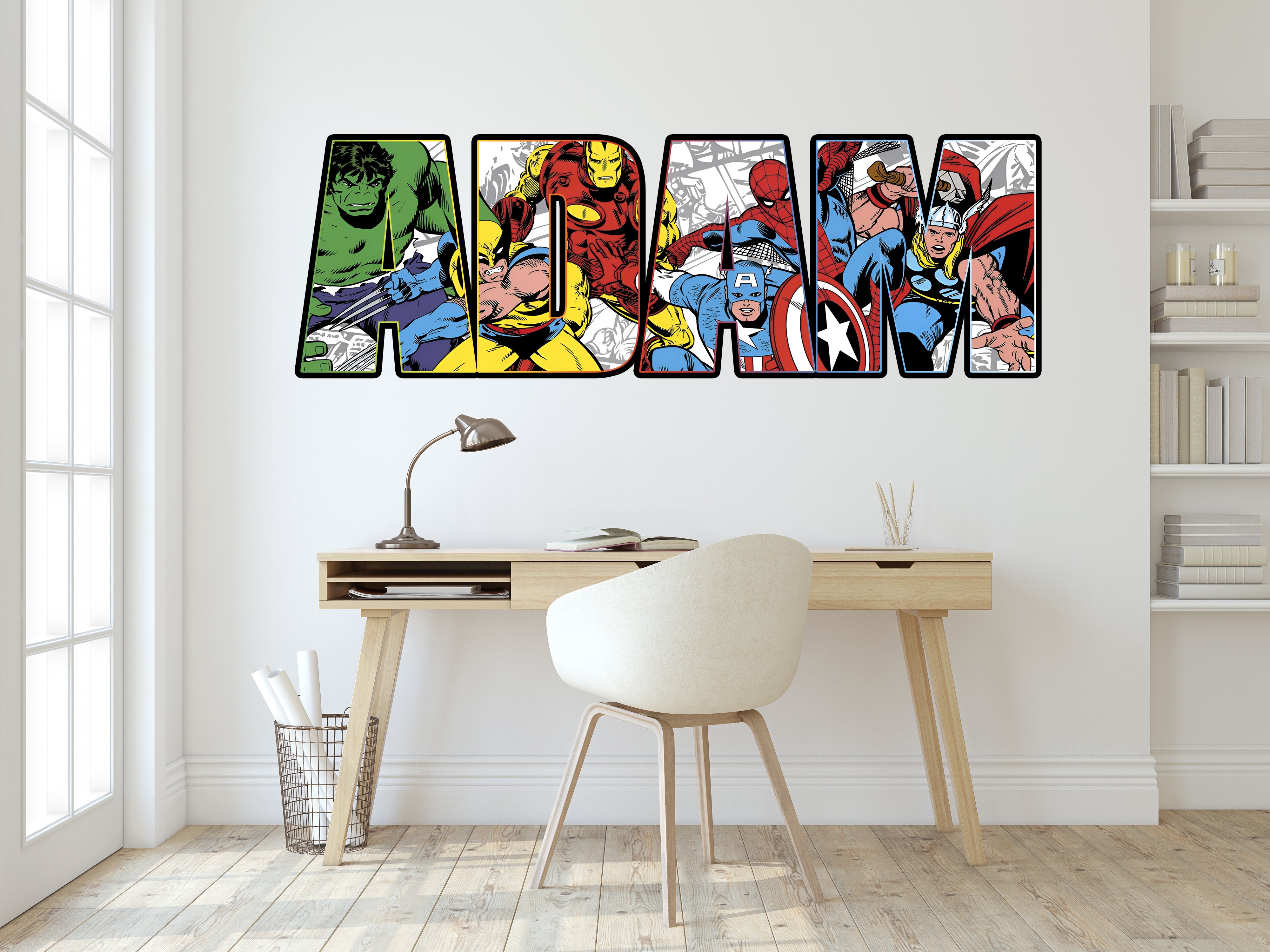 Marvel Avengers Superheroes Personalized Custom Name Wall Sticker Decal Vinyl Mural Comics