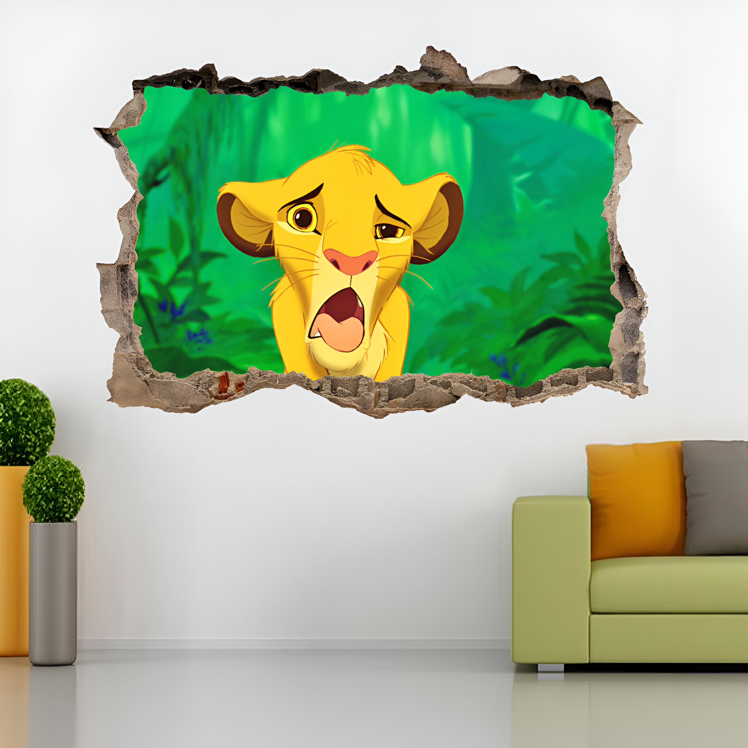 Simba Lion King 3D Smashed Wall Decal Removable Sticker Art Decor LK11