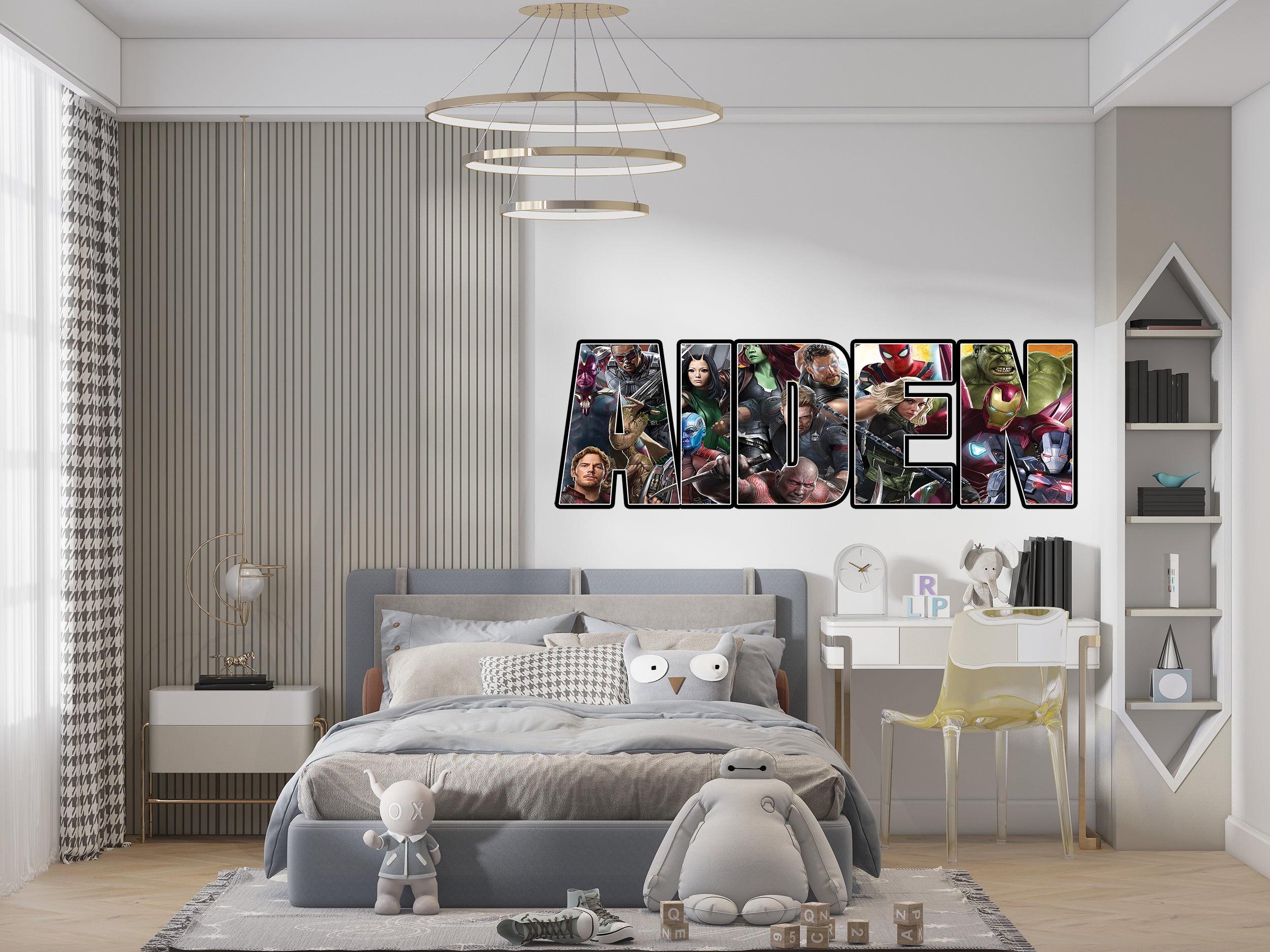 Marvel Avengers Super Heroes Personalized Custom Name Wall Sticker Decal 03