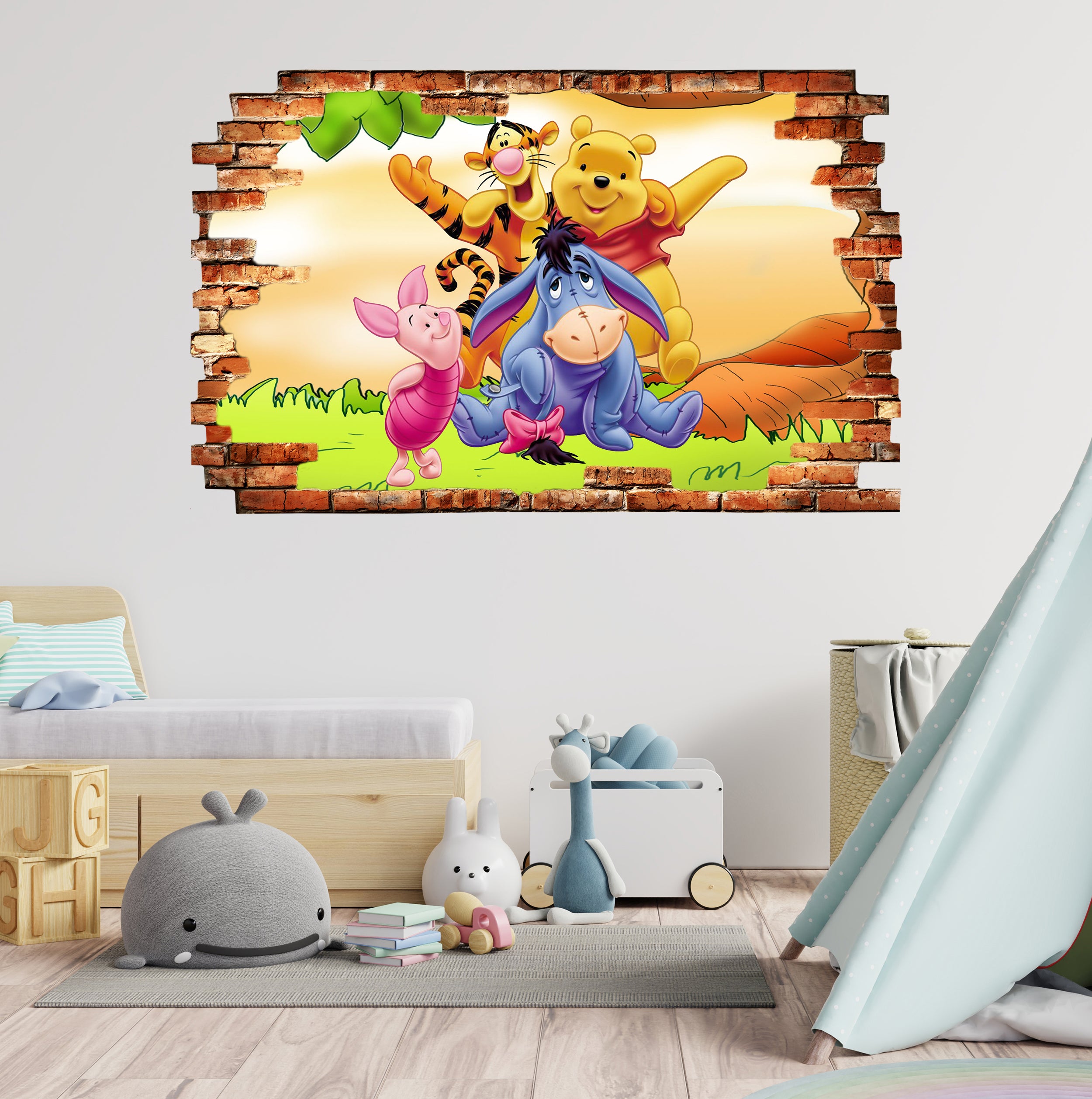 Winnie The Pooh 3D Smashed Wall Decal Removable Sticker Art Decor WTP28