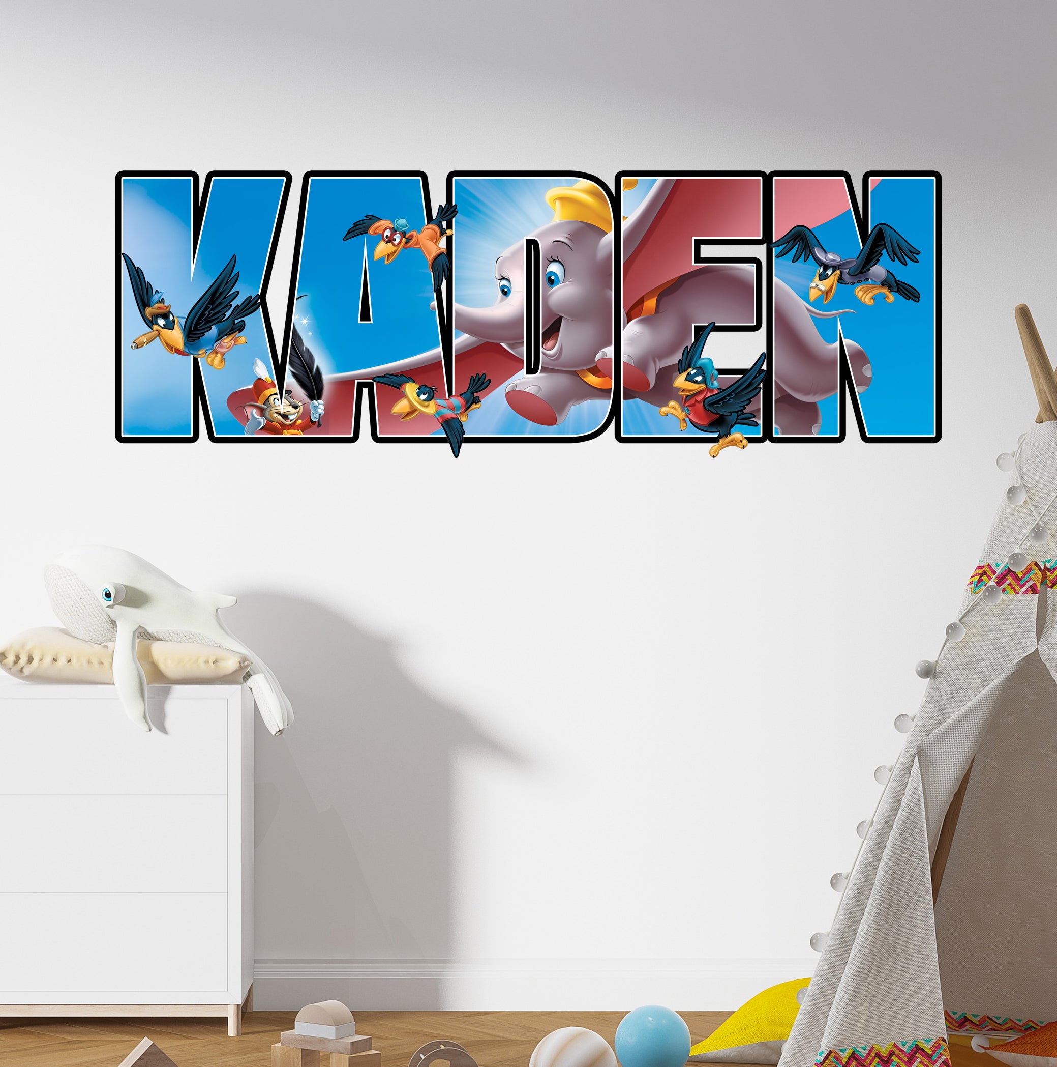Dumbo Disney Personalized Name Wall Sticker Removable Decal Custom Decor Art MDB02
