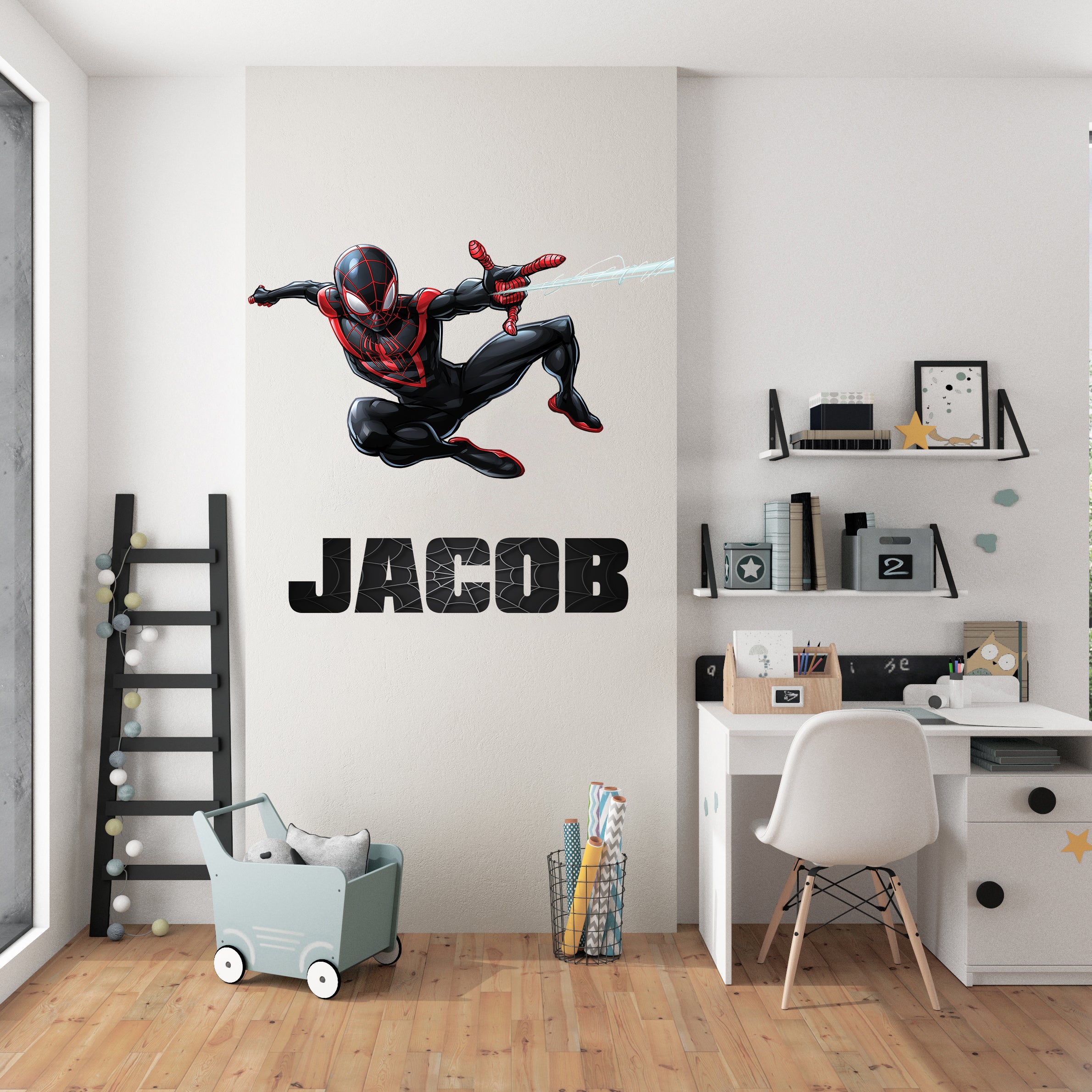 Spiderman Miles Morales Personalized Name Wall Sticker Removable Decal Custom SPM12